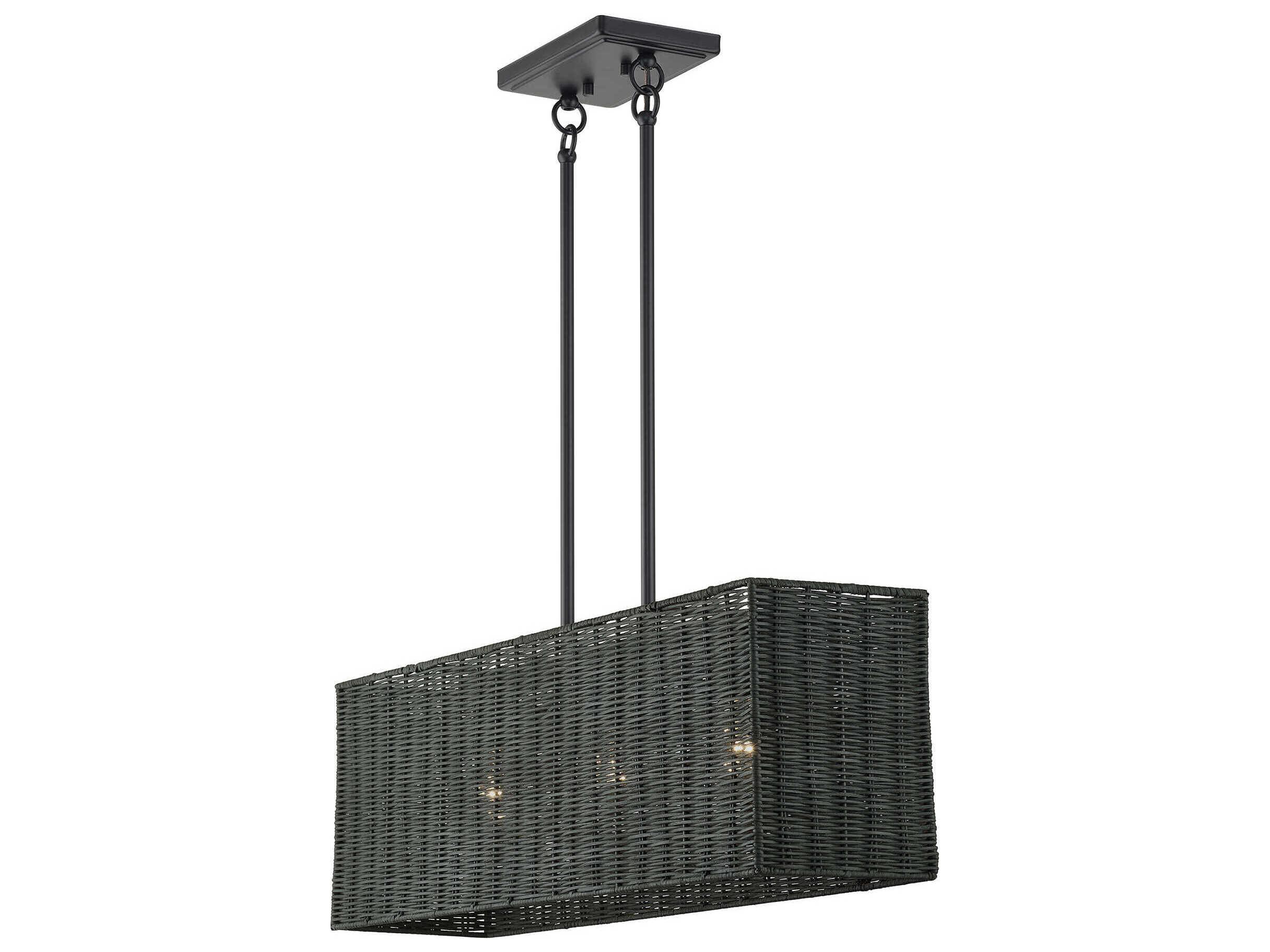 Livex Lighting Weavington 3-Light Black Linear Island Pendant