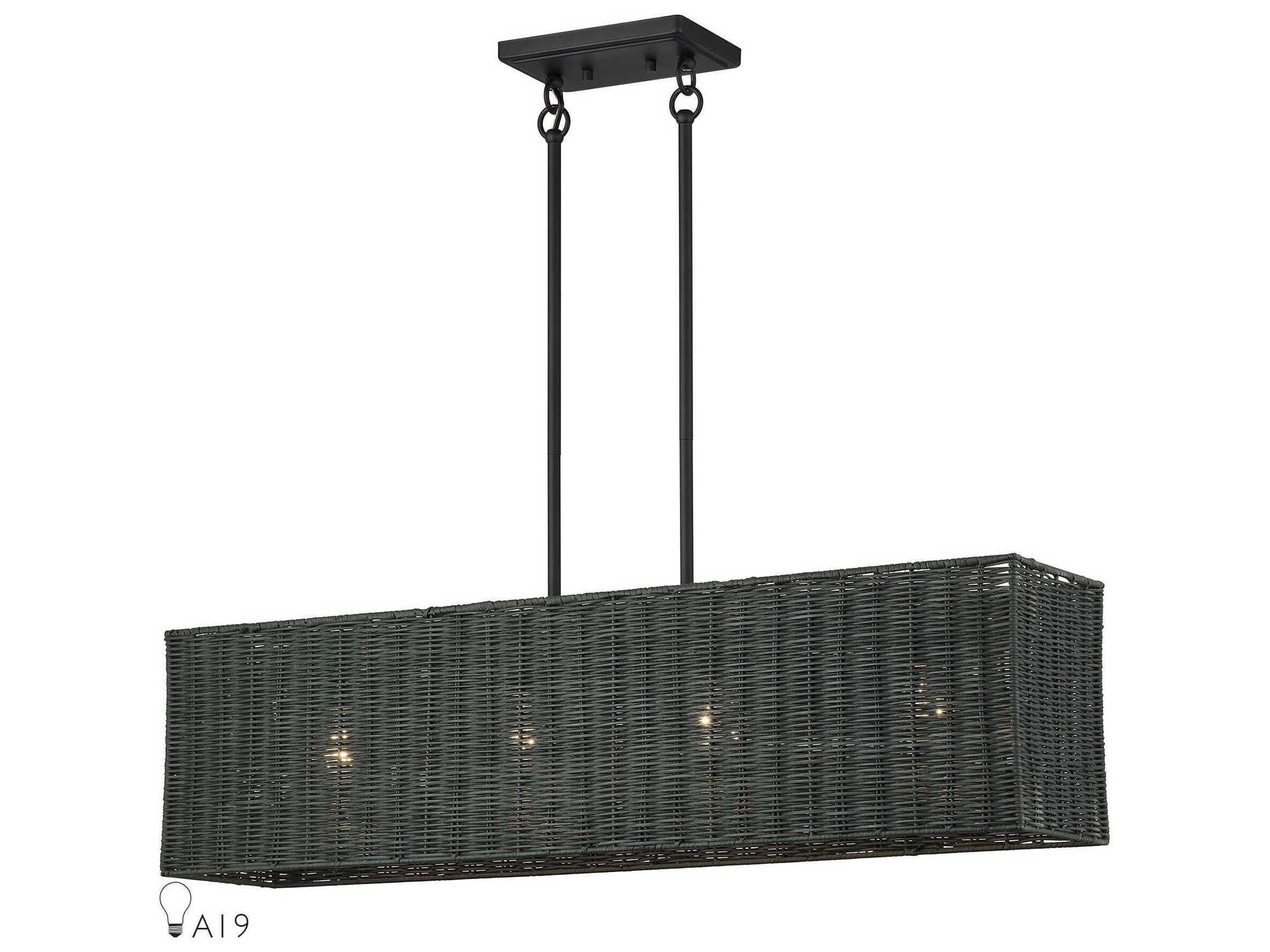 Livex Lighting Weavington 4-Light Black Drum Island Pendant