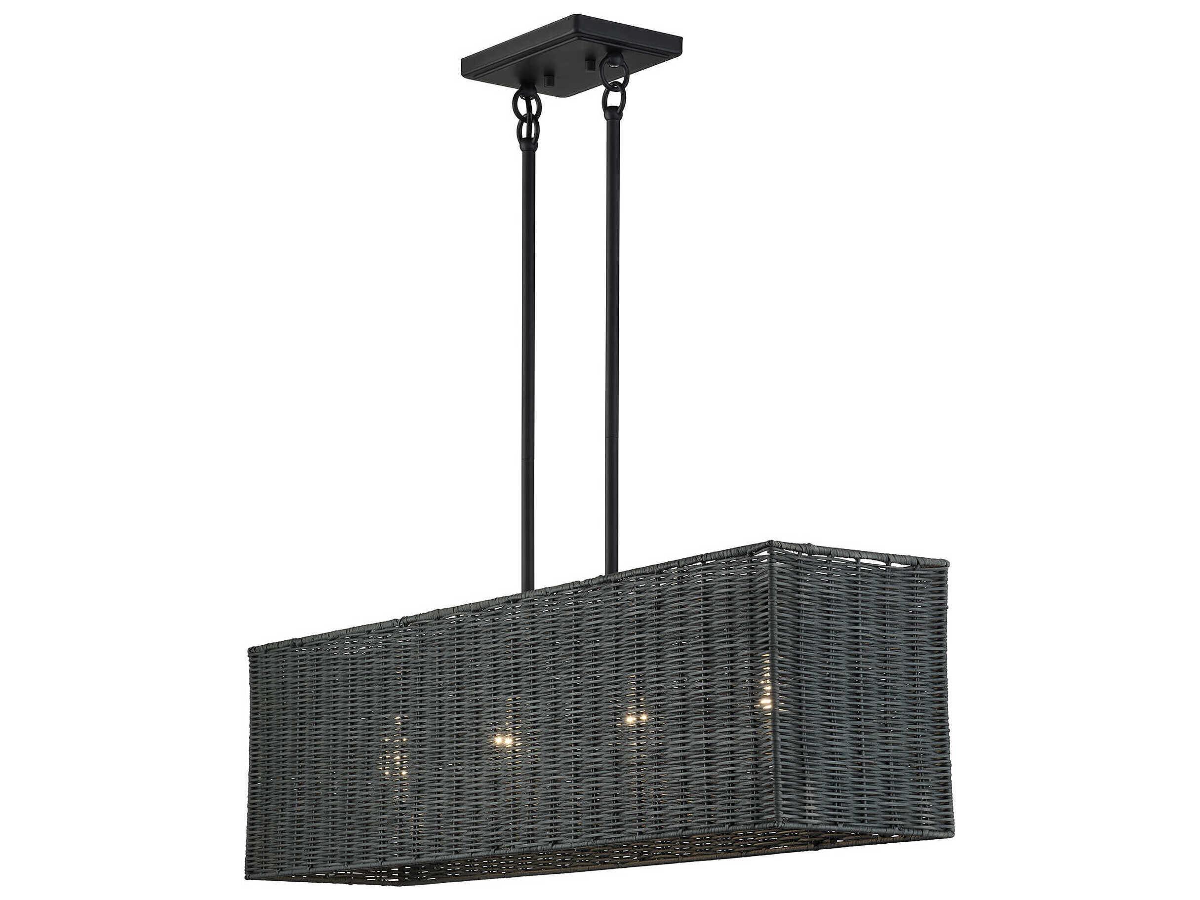 Livex Lighting Weavington 4-Light Black Drum Island Pendant
