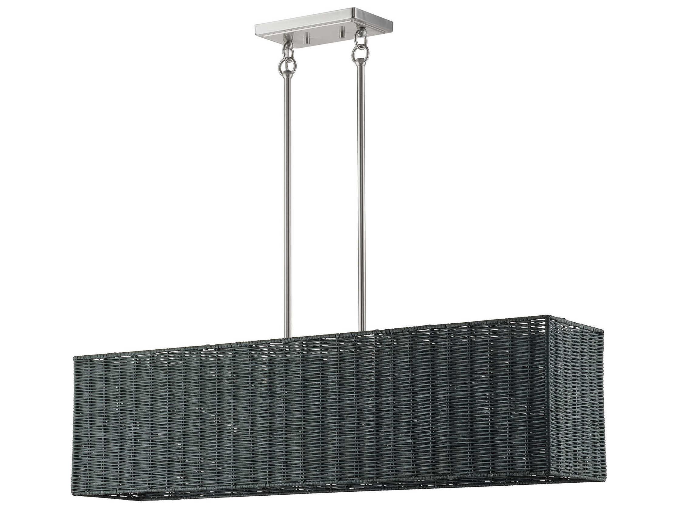 Livex Lighting Weavington 4-Light Brushed Nickel Drum Island Pendant