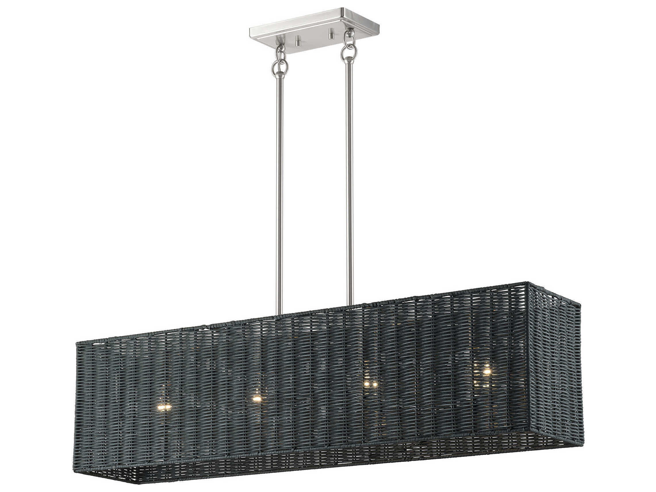 Livex Lighting Weavington 4-Light Brushed Nickel Drum Island Pendant