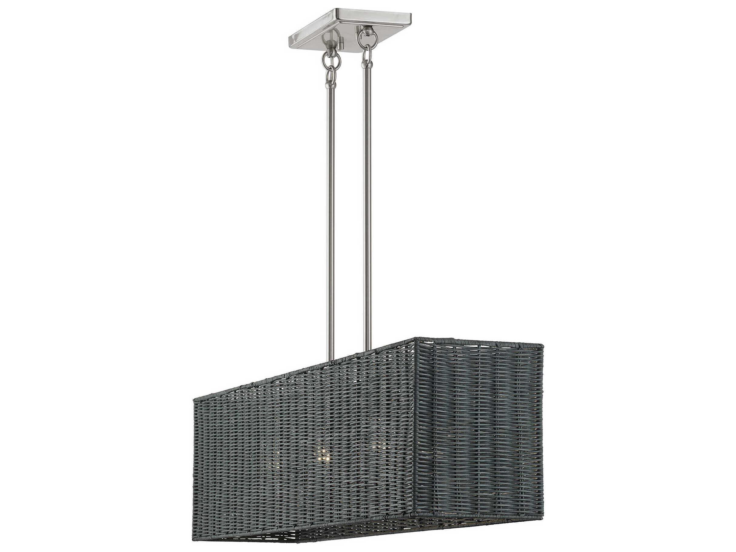 Livex Lighting Weavington 4-Light Brushed Nickel Drum Island Pendant