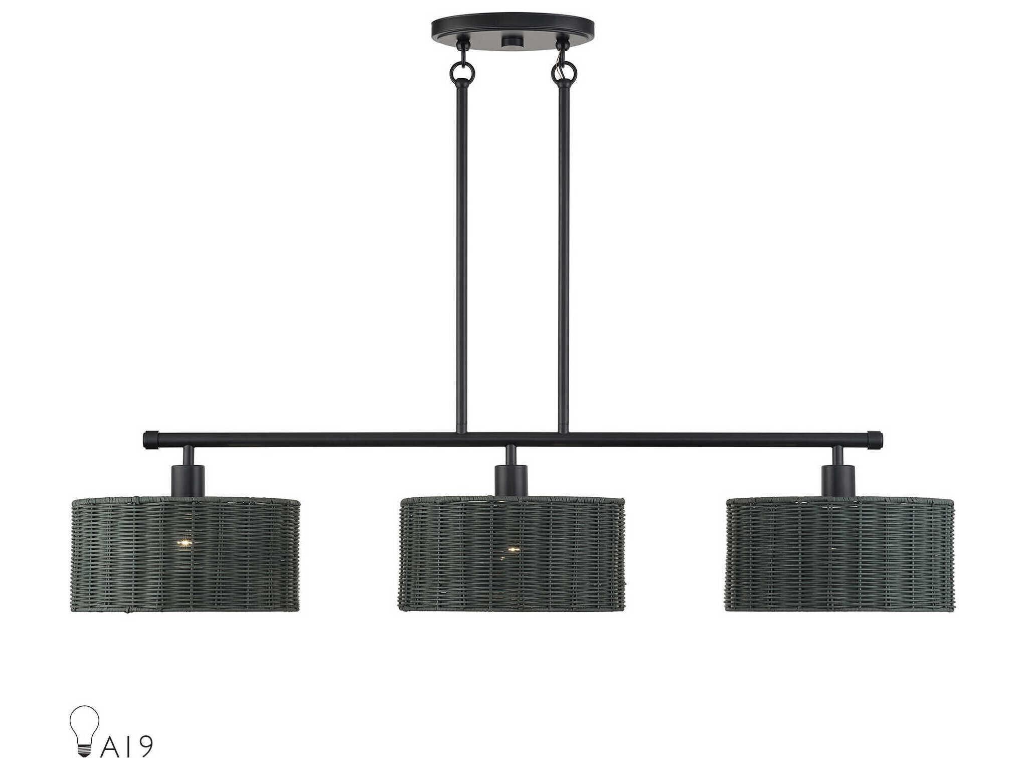 Livex Lighting Weavington 3-Light Black Drum Island Pendant