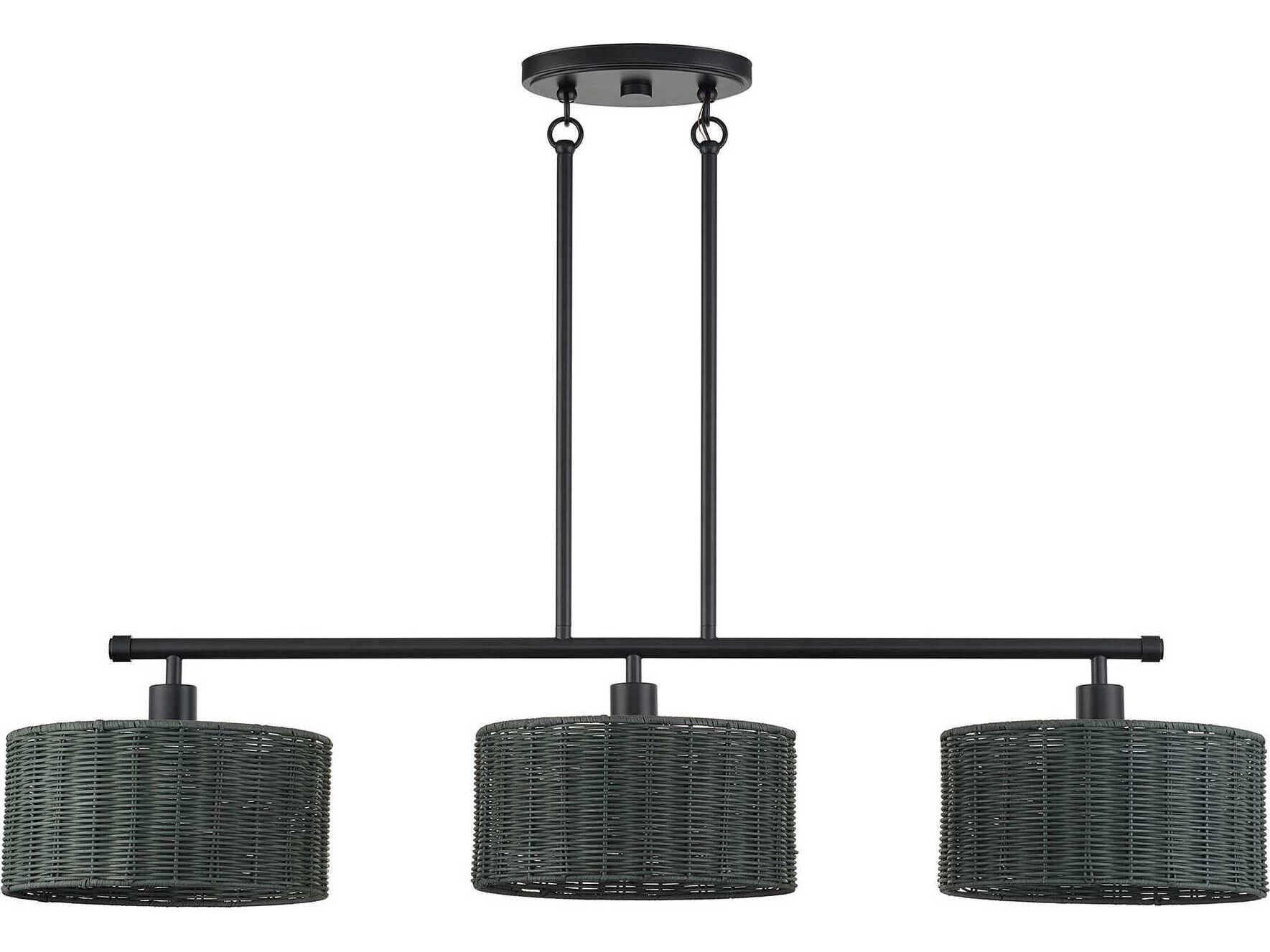Livex Lighting Weavington 3-Light Black Drum Island Pendant