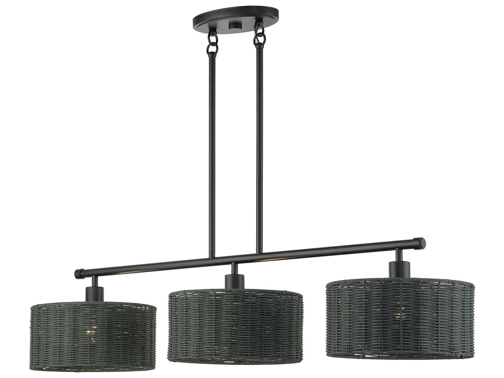 Livex Lighting Weavington 3-Light Black Drum Island Pendant