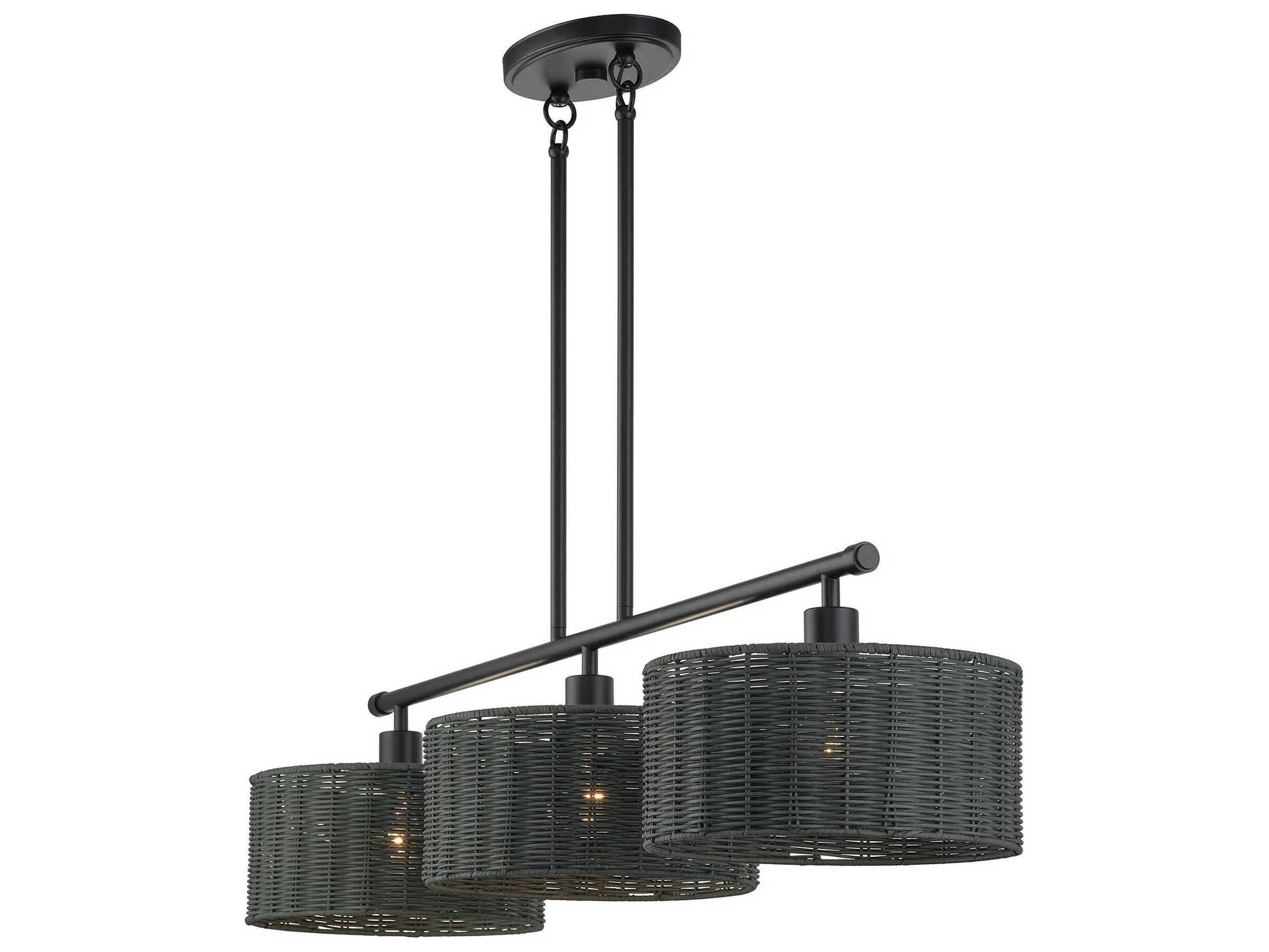 Livex Lighting Weavington 3-Light Black Drum Island Pendant