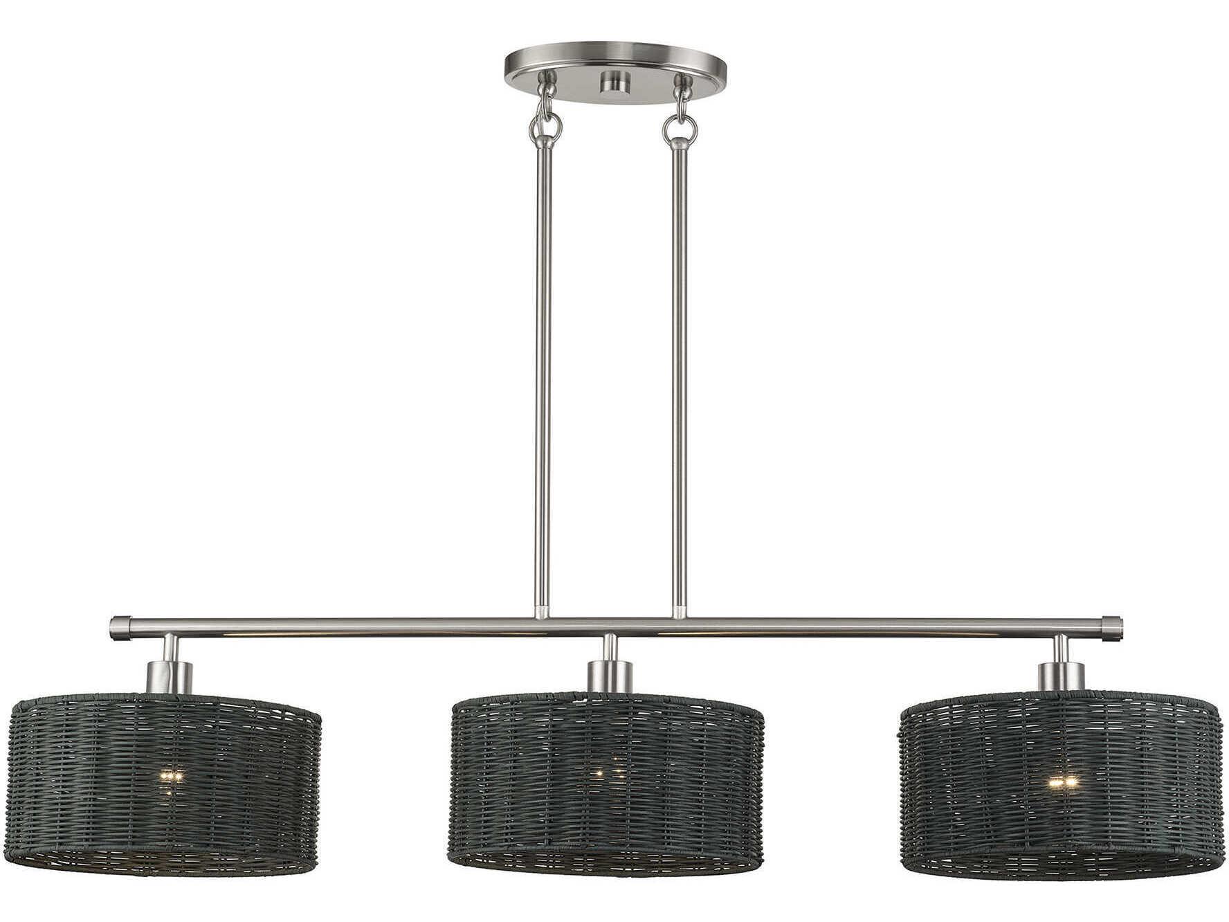 Livex Lighting Weavington 3-Light Brushed Nickel Drum Island Pendant