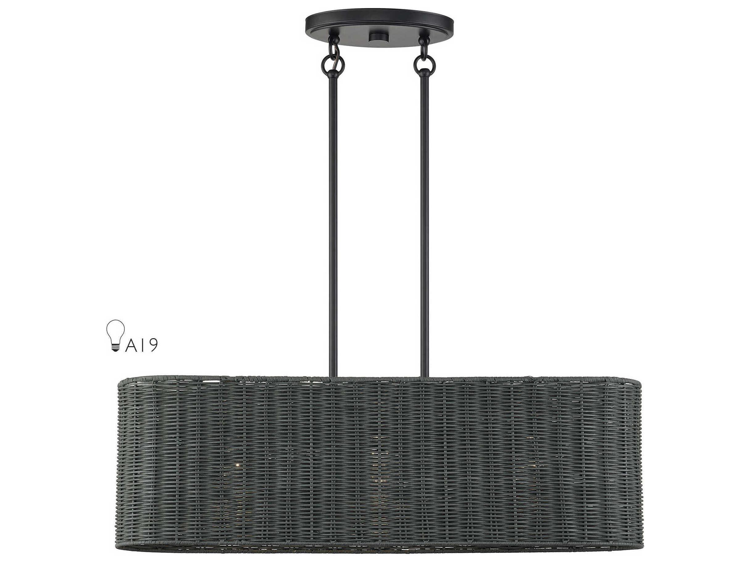 Livex Lighting Weavington 3-Light Black Drum Island Pendant