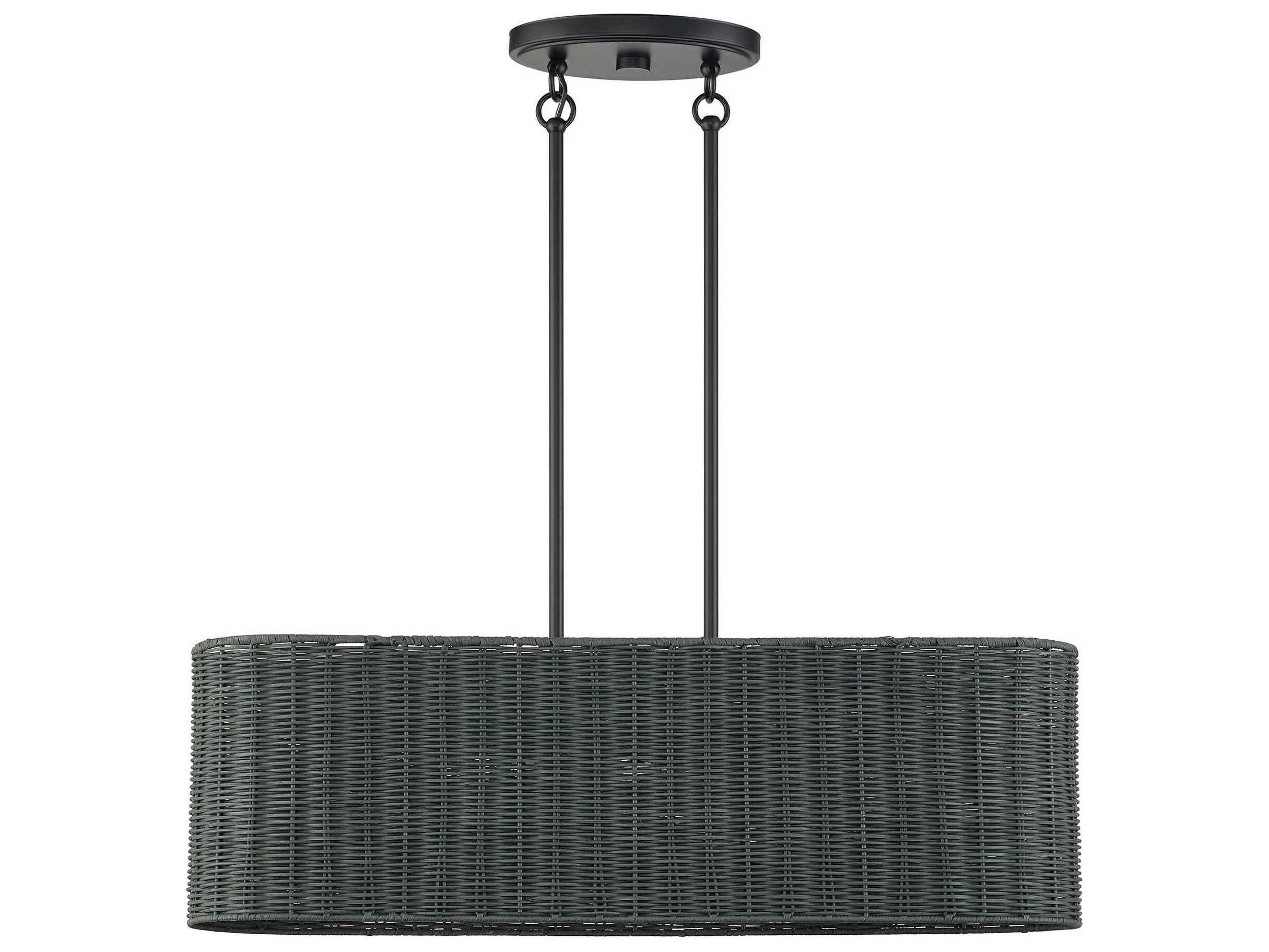 Livex Lighting Weavington 3-Light Black Drum Island Pendant