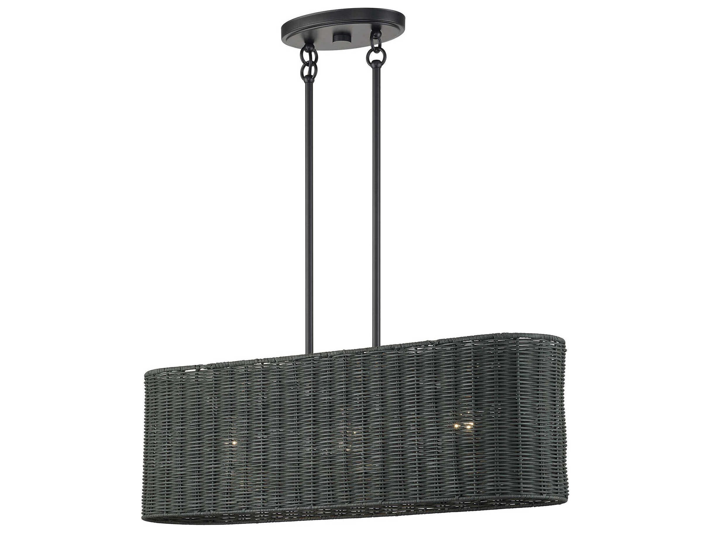 Livex Lighting Weavington 3-Light Black Drum Island Pendant