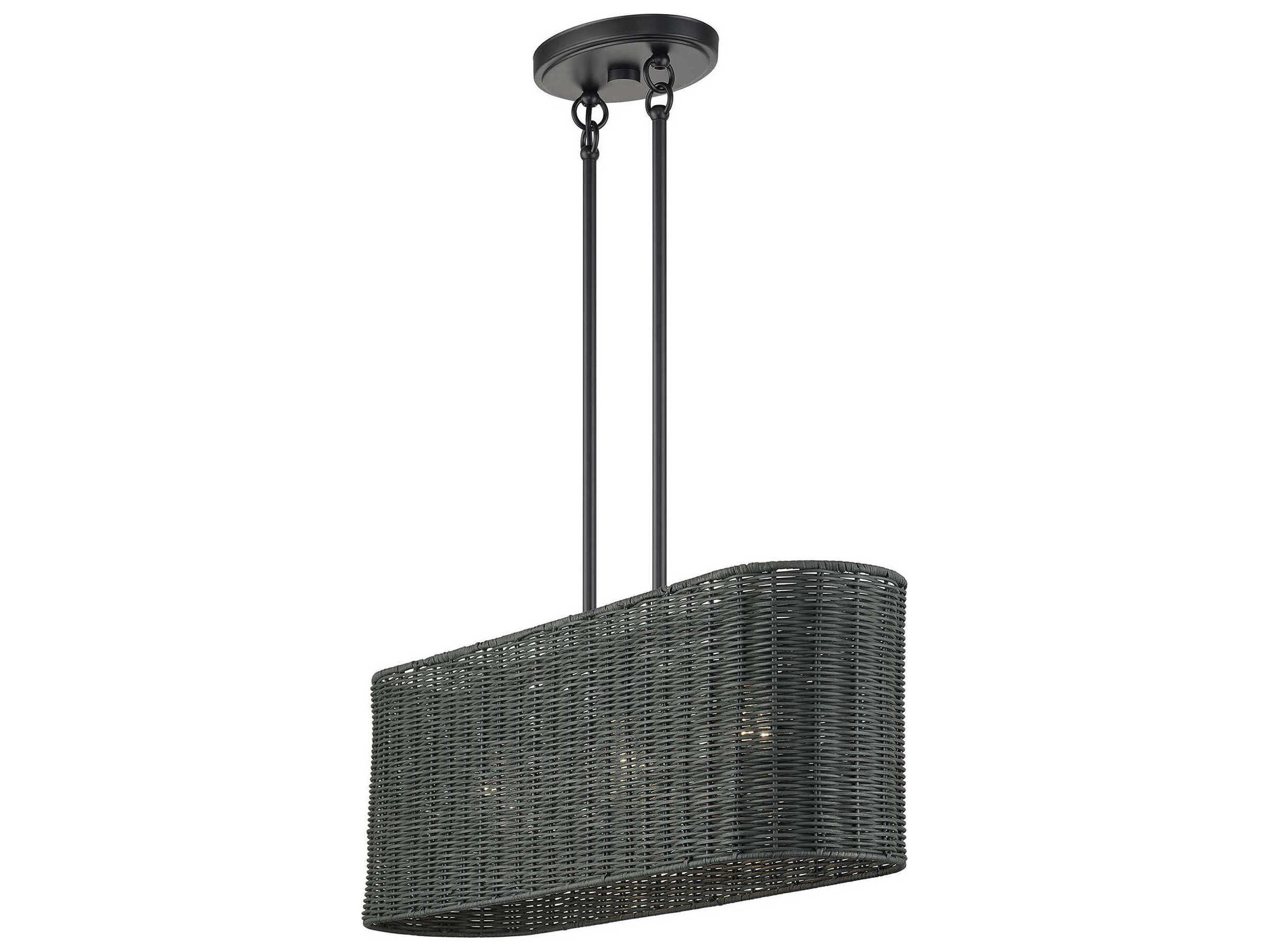 Livex Lighting Weavington 3-Light Black Drum Island Pendant
