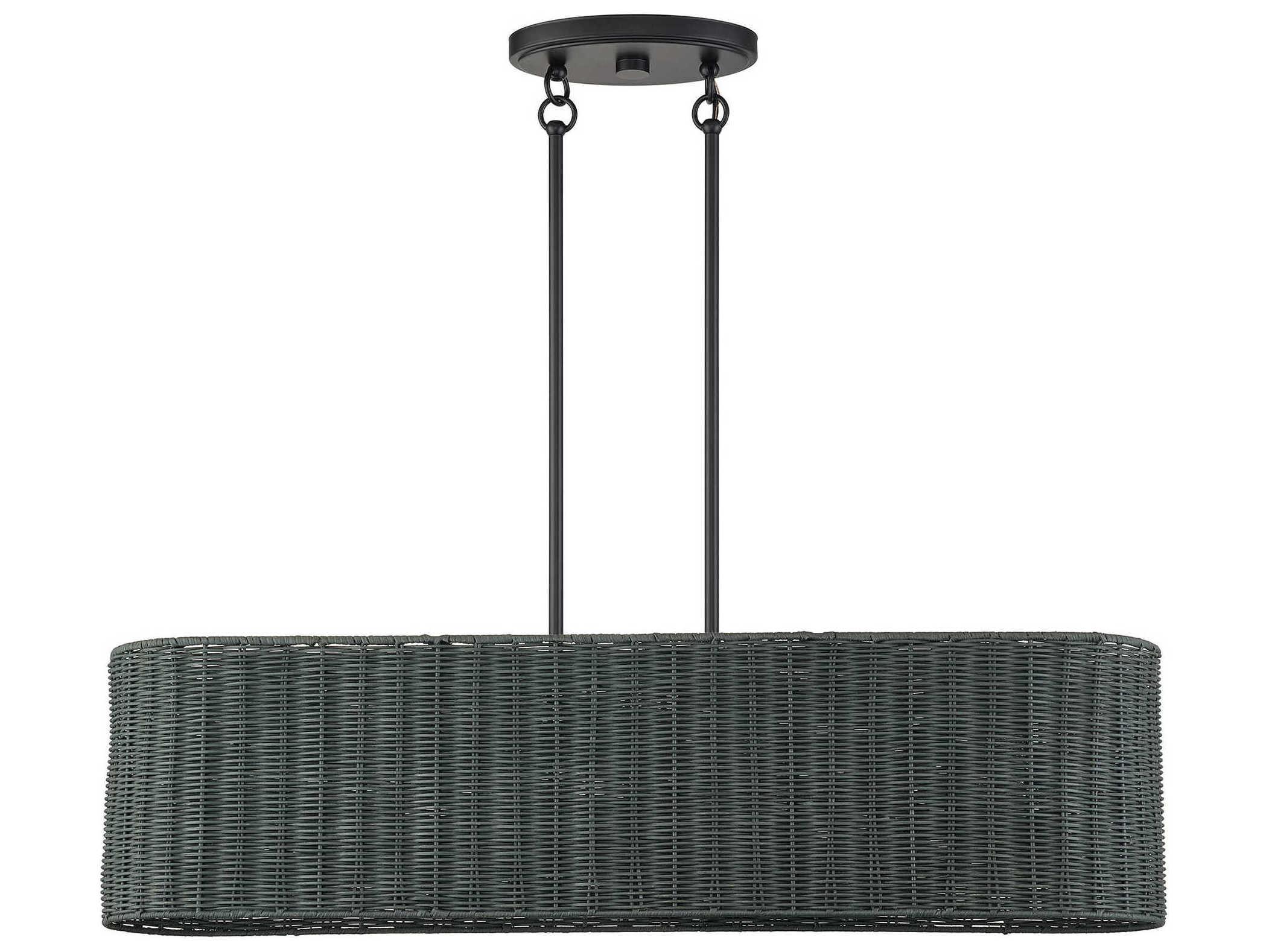 Livex Lighting Weavington 4-Light Black Drum Island Pendant