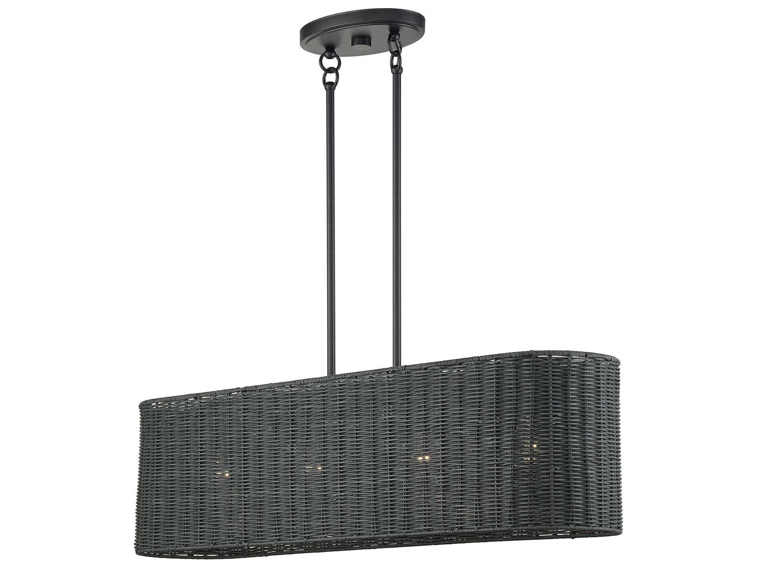 Livex Lighting Weavington 4-Light Black Drum Island Pendant