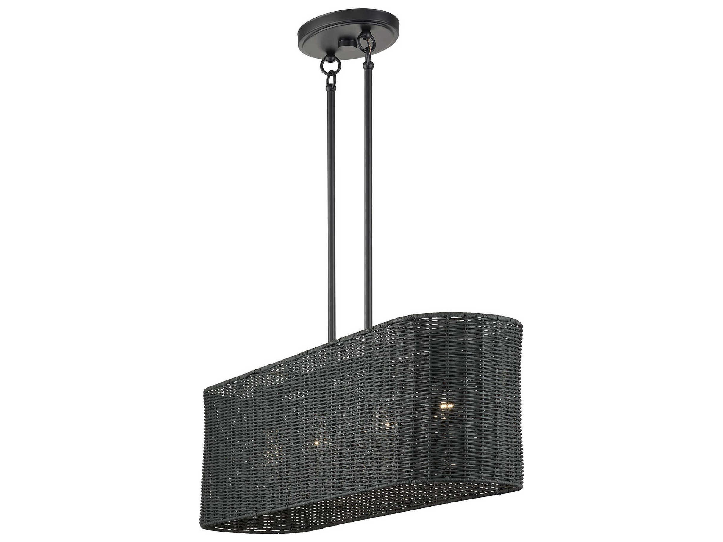 Livex Lighting Weavington 4-Light Black Drum Island Pendant