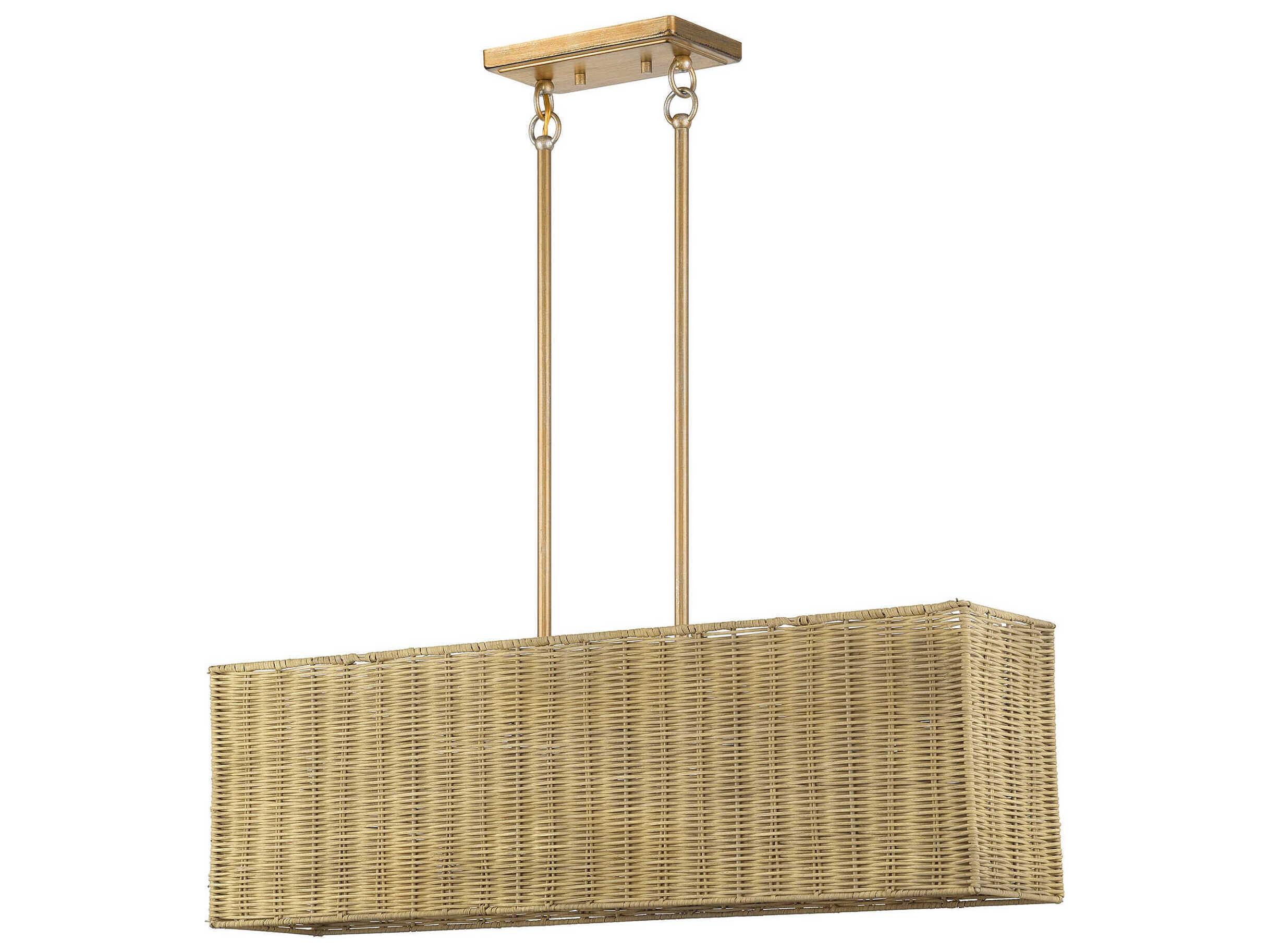 Livex Lighting Weavington 3-Light Antique Gold Leaf Drum Island Pendant