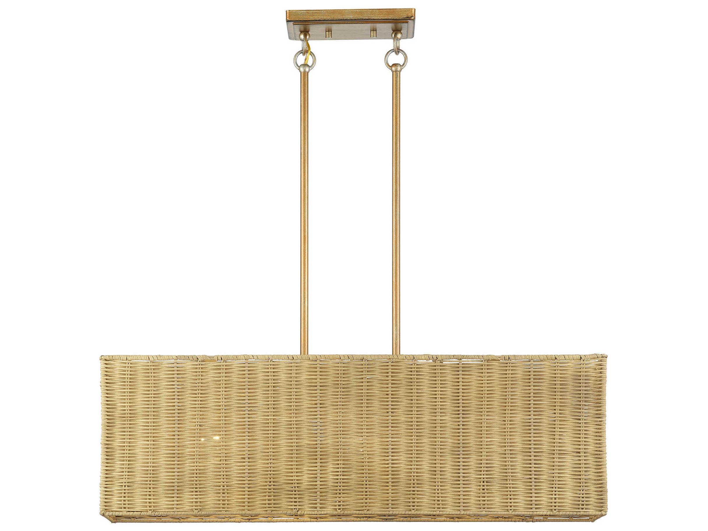 Livex Lighting Weavington 3-Light Antique Gold Leaf Drum Island Pendant