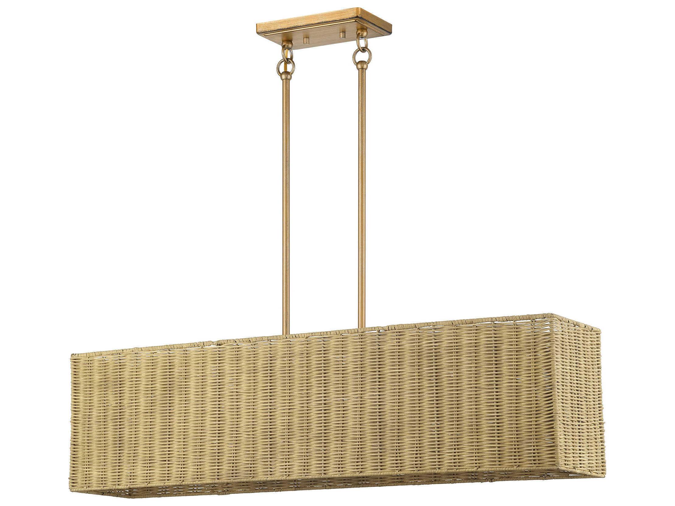 Livex Lighting Weavington 4-Light Antique Gold Leaf Drum Island Pendant