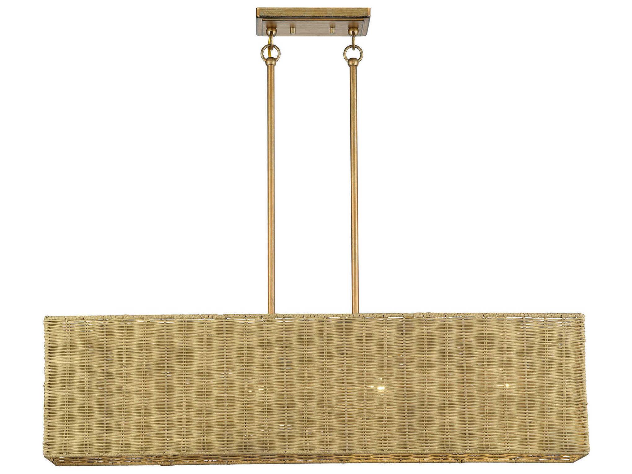 Livex Lighting Weavington 4-Light Antique Gold Leaf Drum Island Pendant