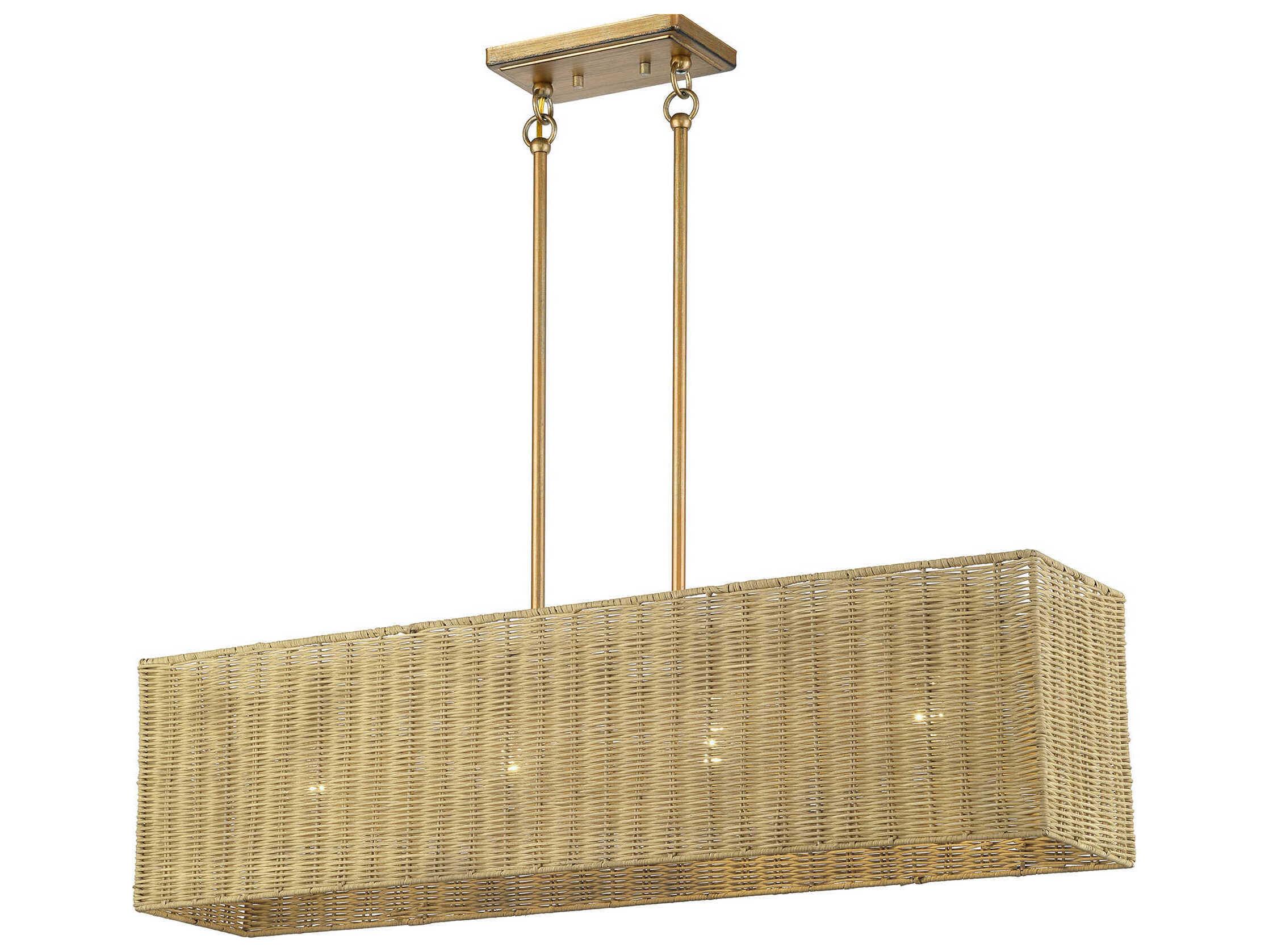 Livex Lighting Weavington 4-Light Antique Gold Leaf Drum Island Pendant