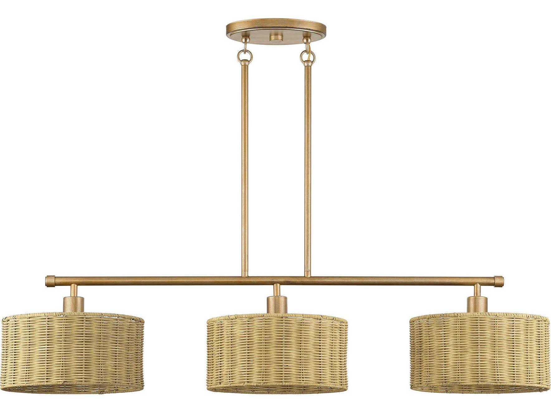 Livex Lighting Weavington 3-Light Antique Gold Leaf Drum Island Pendant