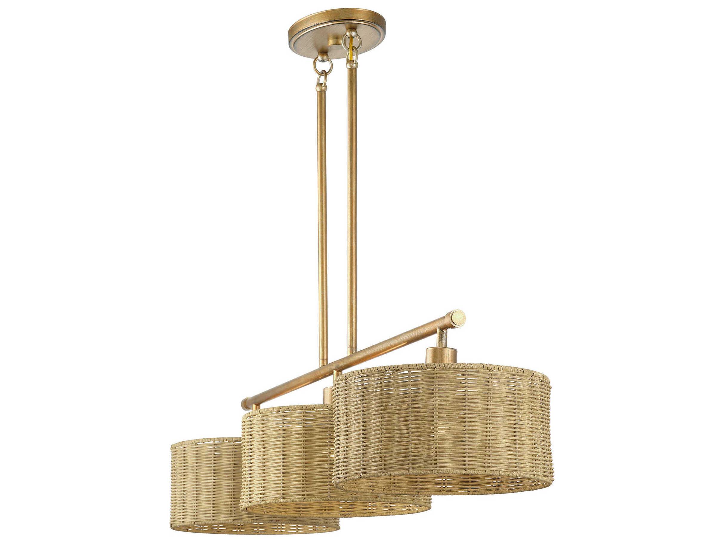 Livex Lighting Weavington 3-Light Antique Gold Leaf Drum Island Pendant