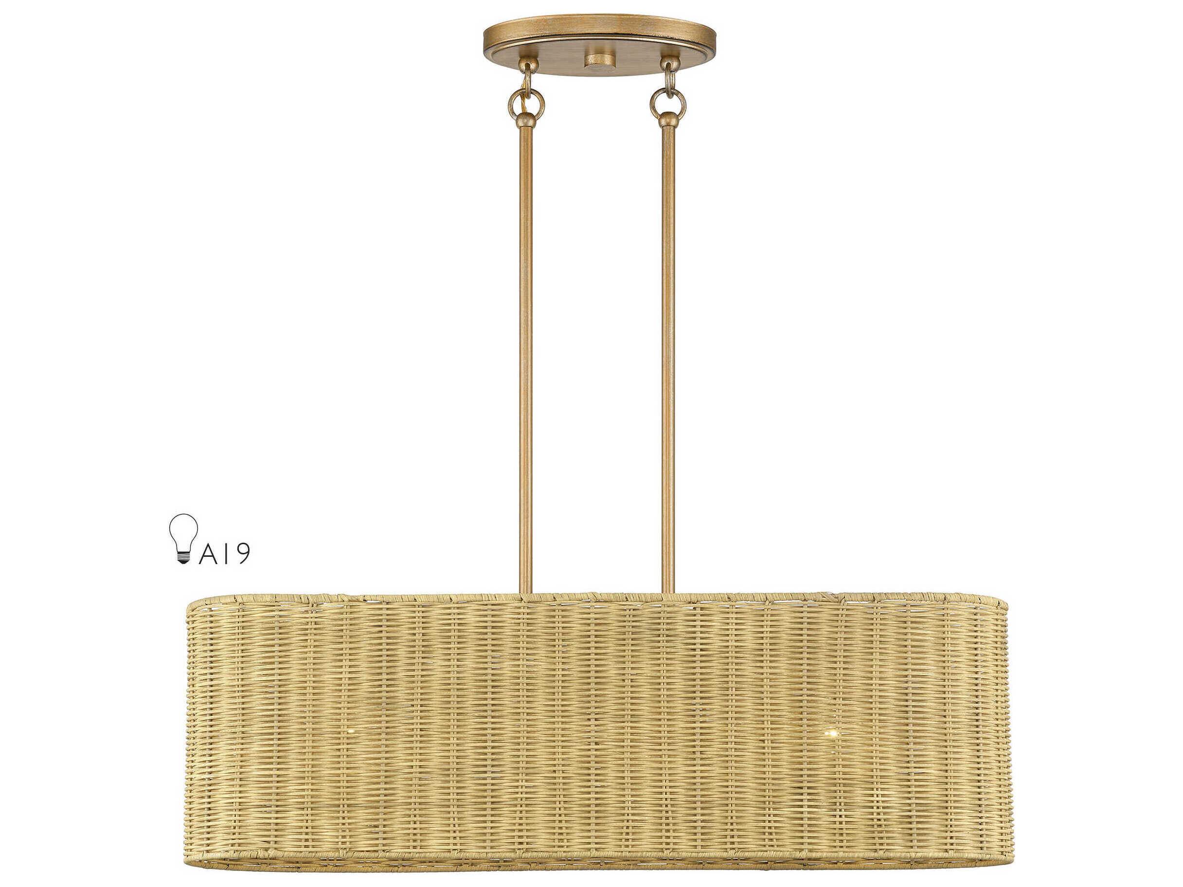 Livex Lighting Weavington 3-Light Antique Gold Leaf Linear Island Pendant