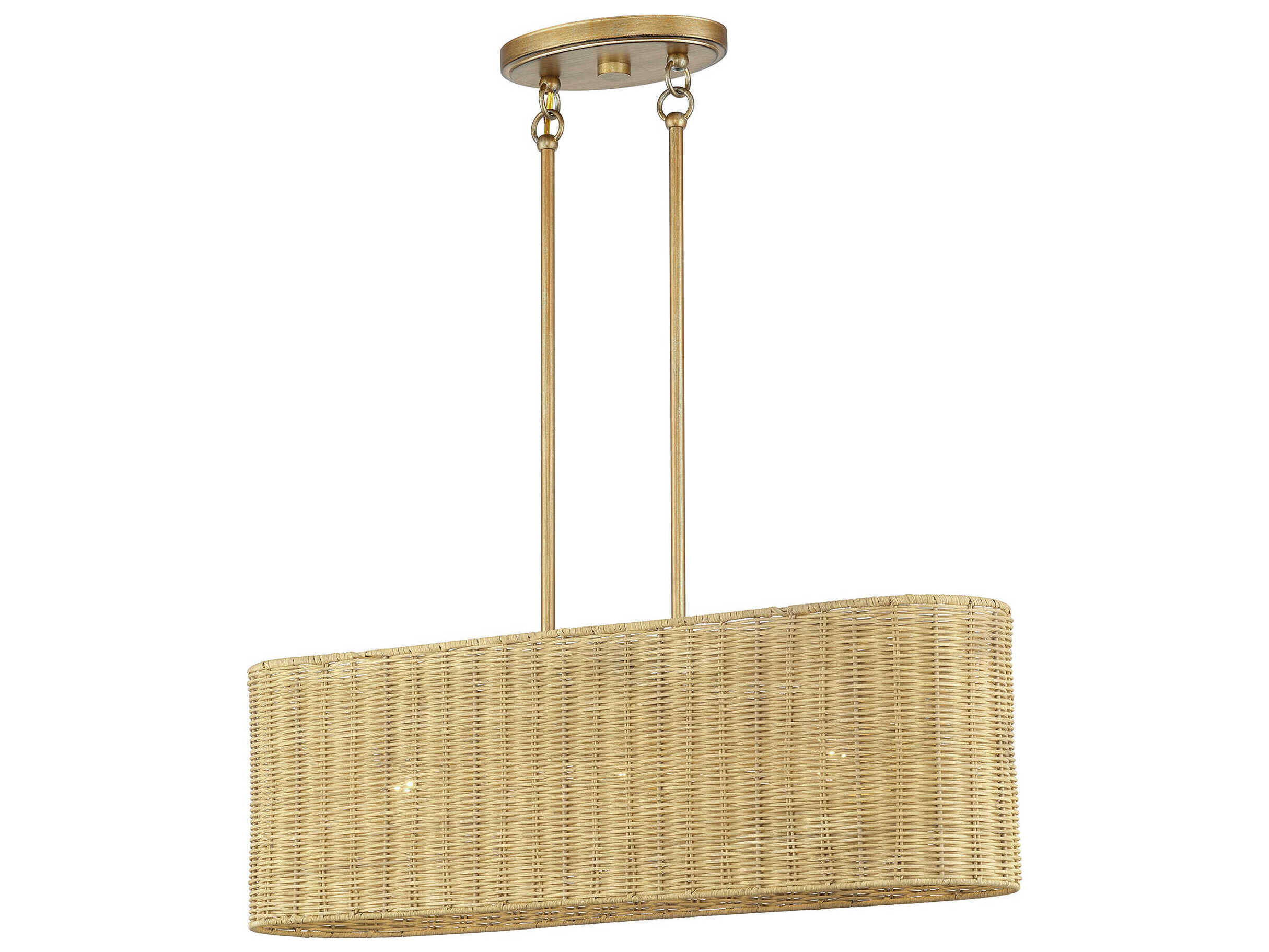 Livex Lighting Weavington 3-Light Antique Gold Leaf Linear Island Pendant