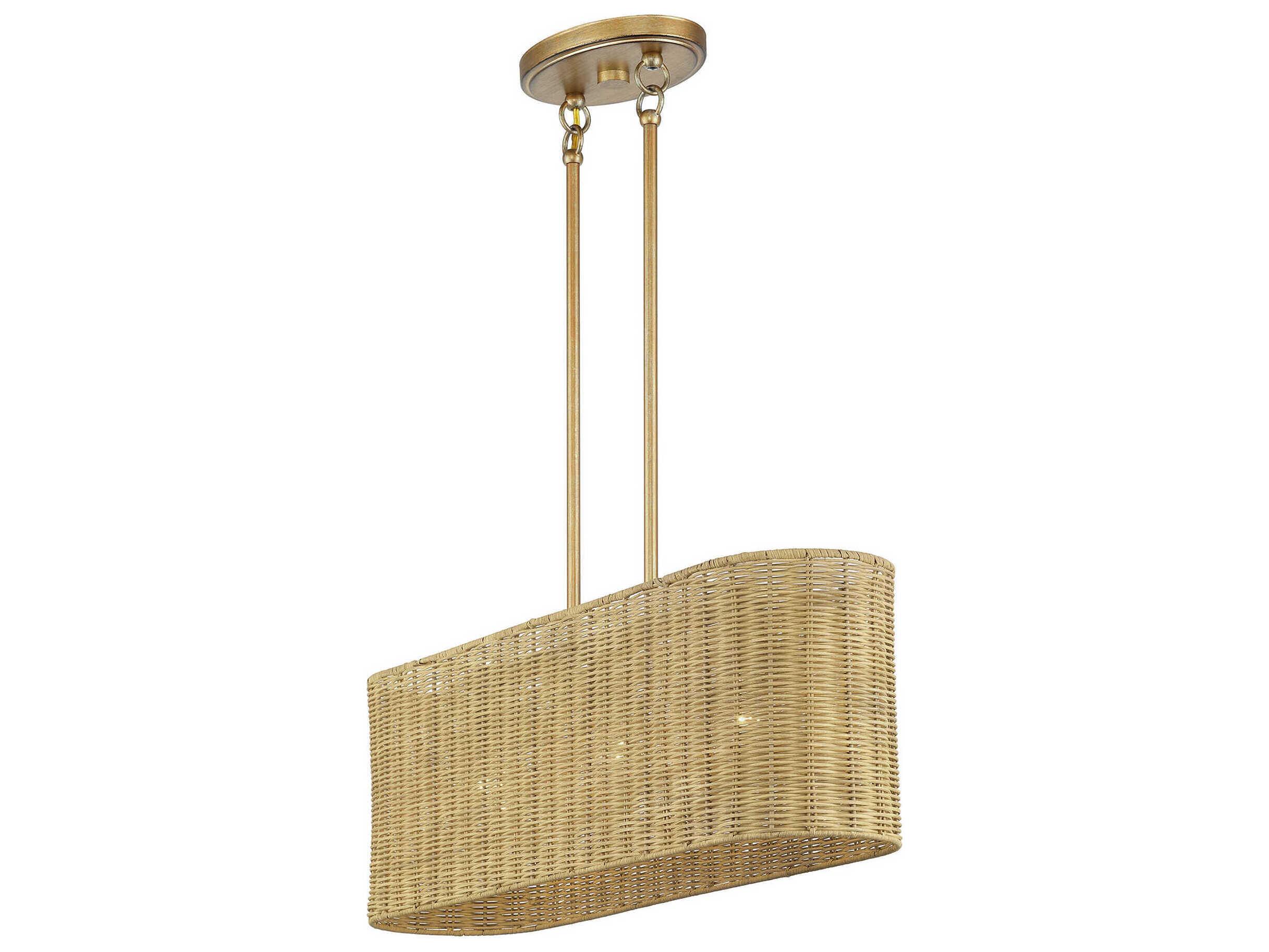 Livex Lighting Weavington 3-Light Antique Gold Leaf Linear Island Pendant