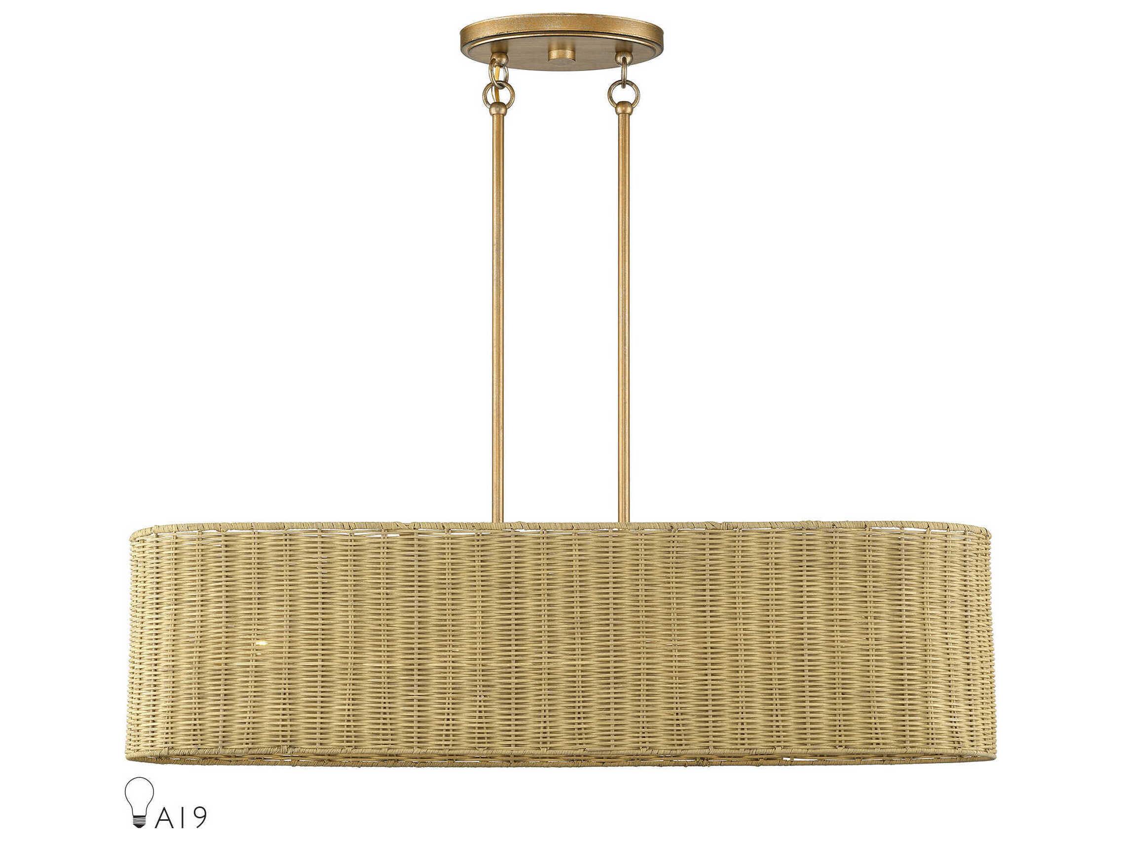 Livex Lighting Weavington 4-Light Antique Gold Leaf Drum Island Pendant