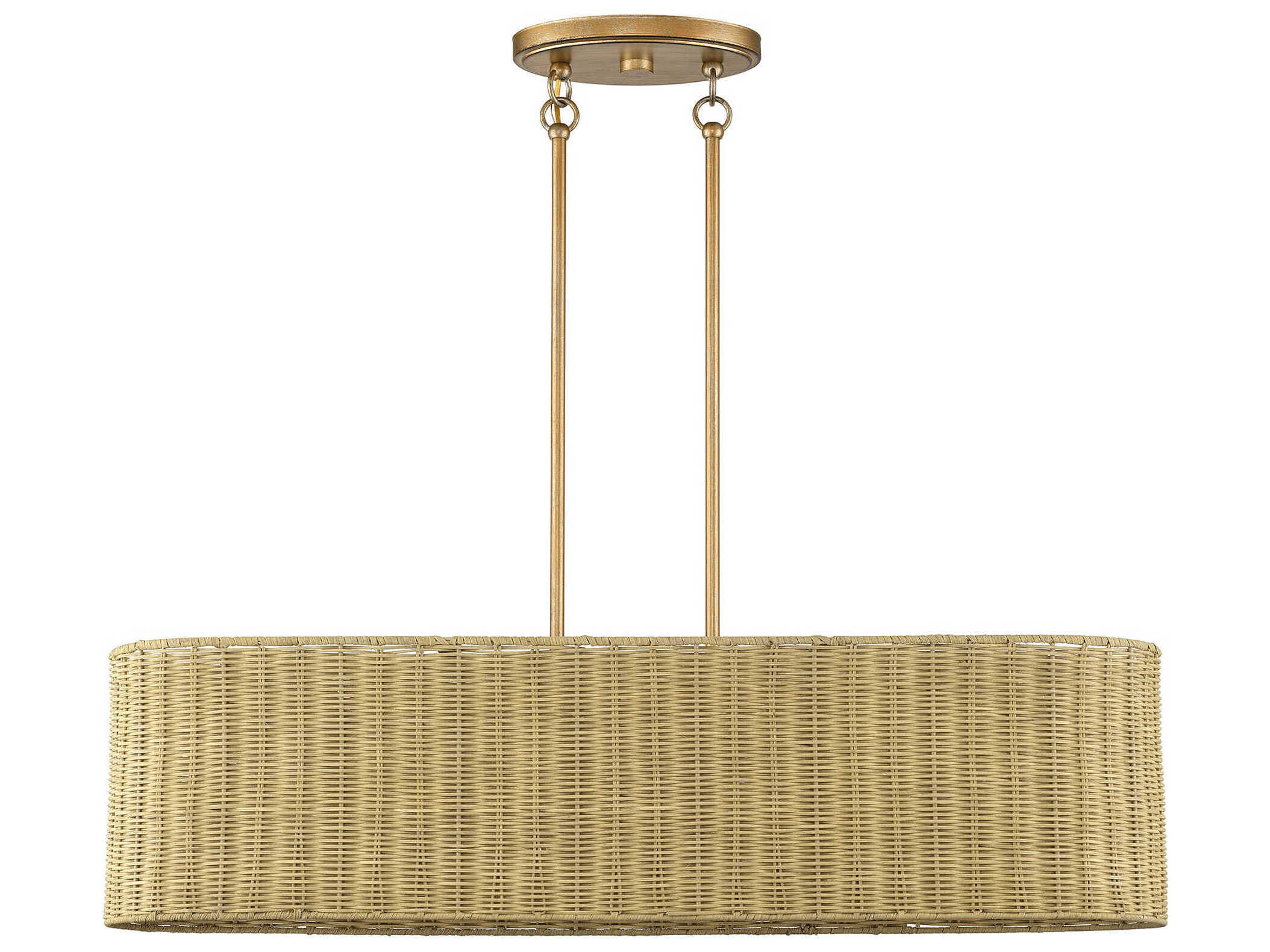 Livex Lighting Weavington 4-Light Antique Gold Leaf Drum Island Pendant