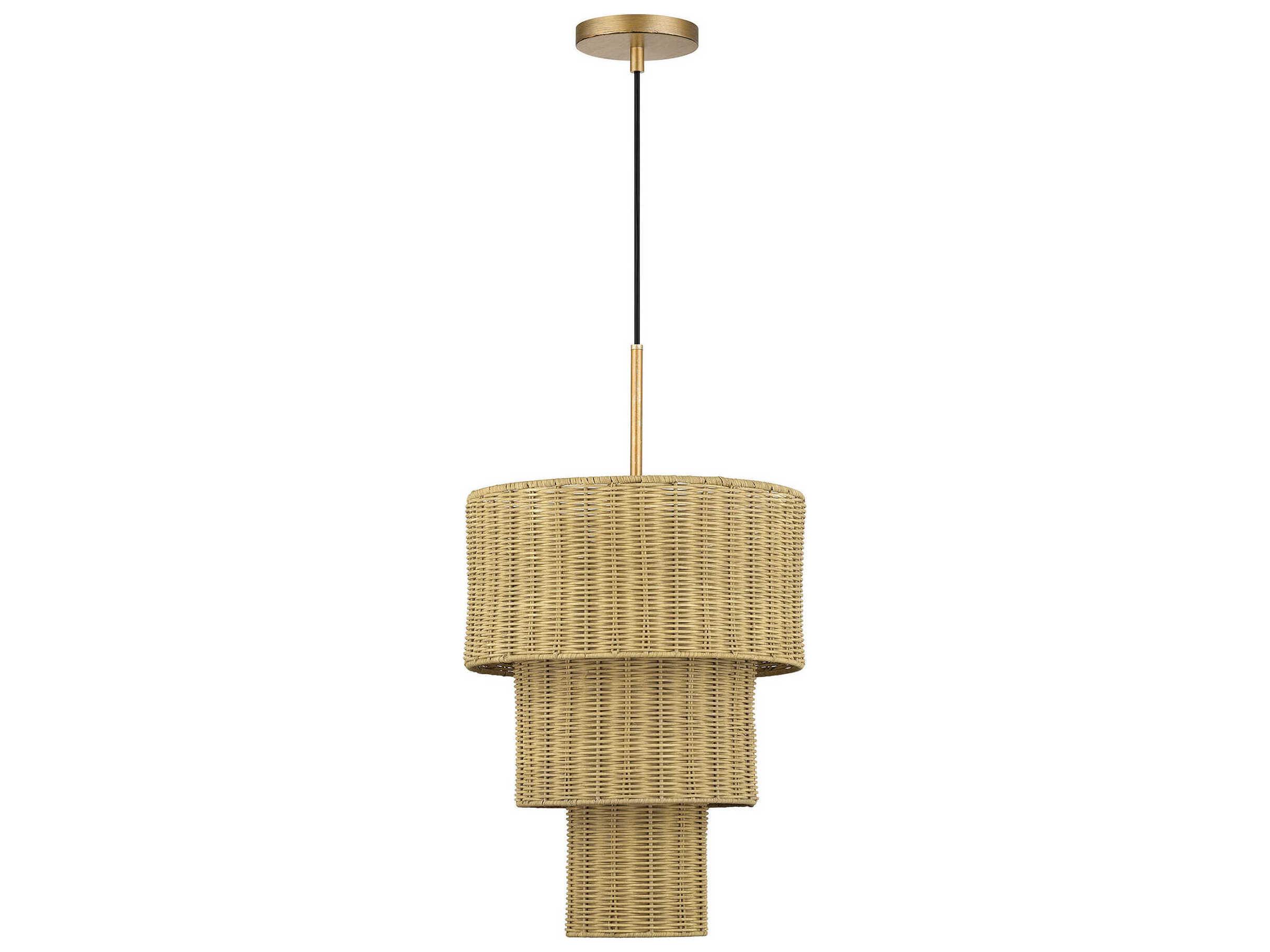 Livex Lighting Weavington 2-Light Antique Gold Leaf Drum Pendant