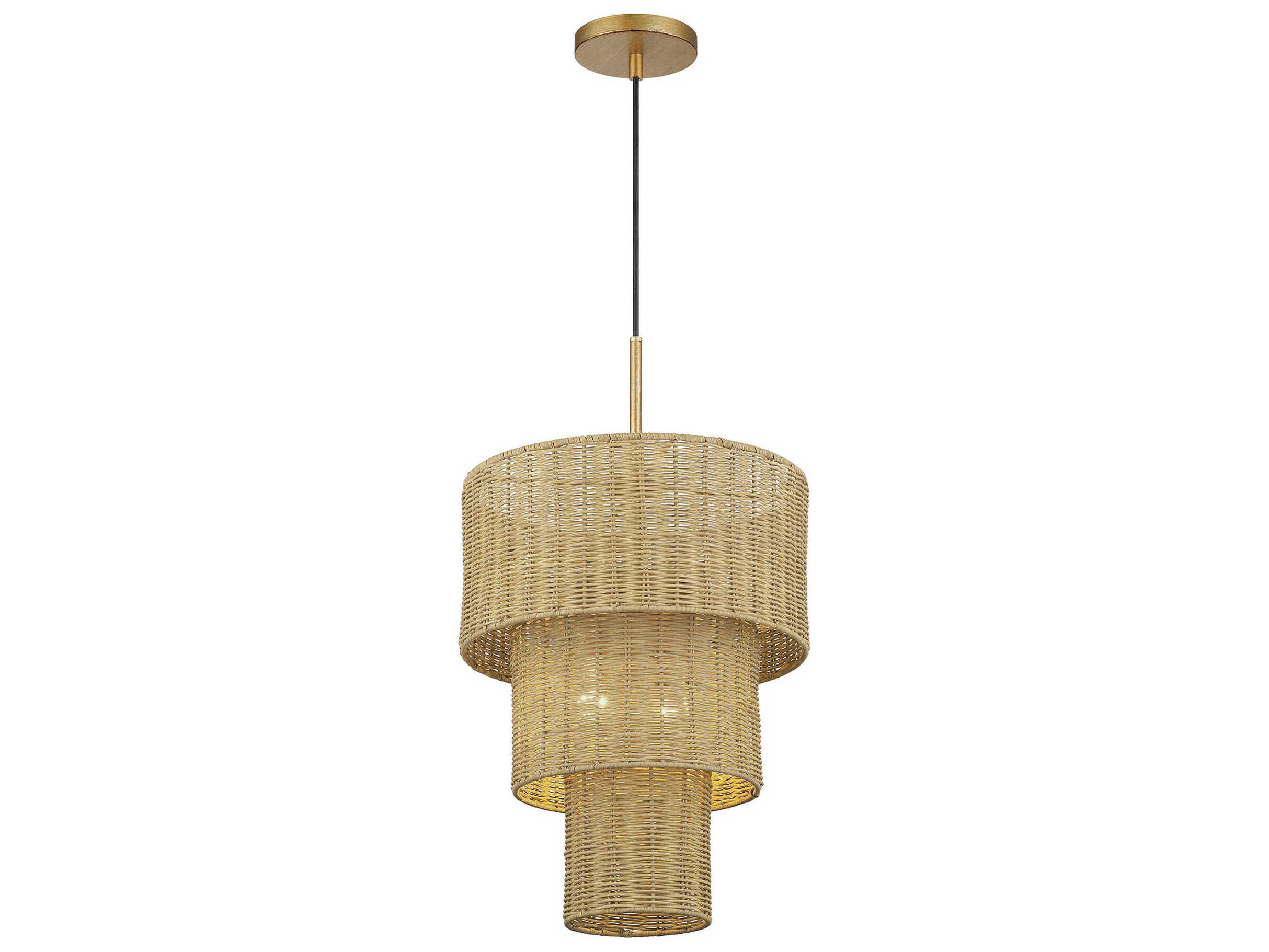 Livex Lighting Weavington 2-Light Antique Gold Leaf Drum Pendant