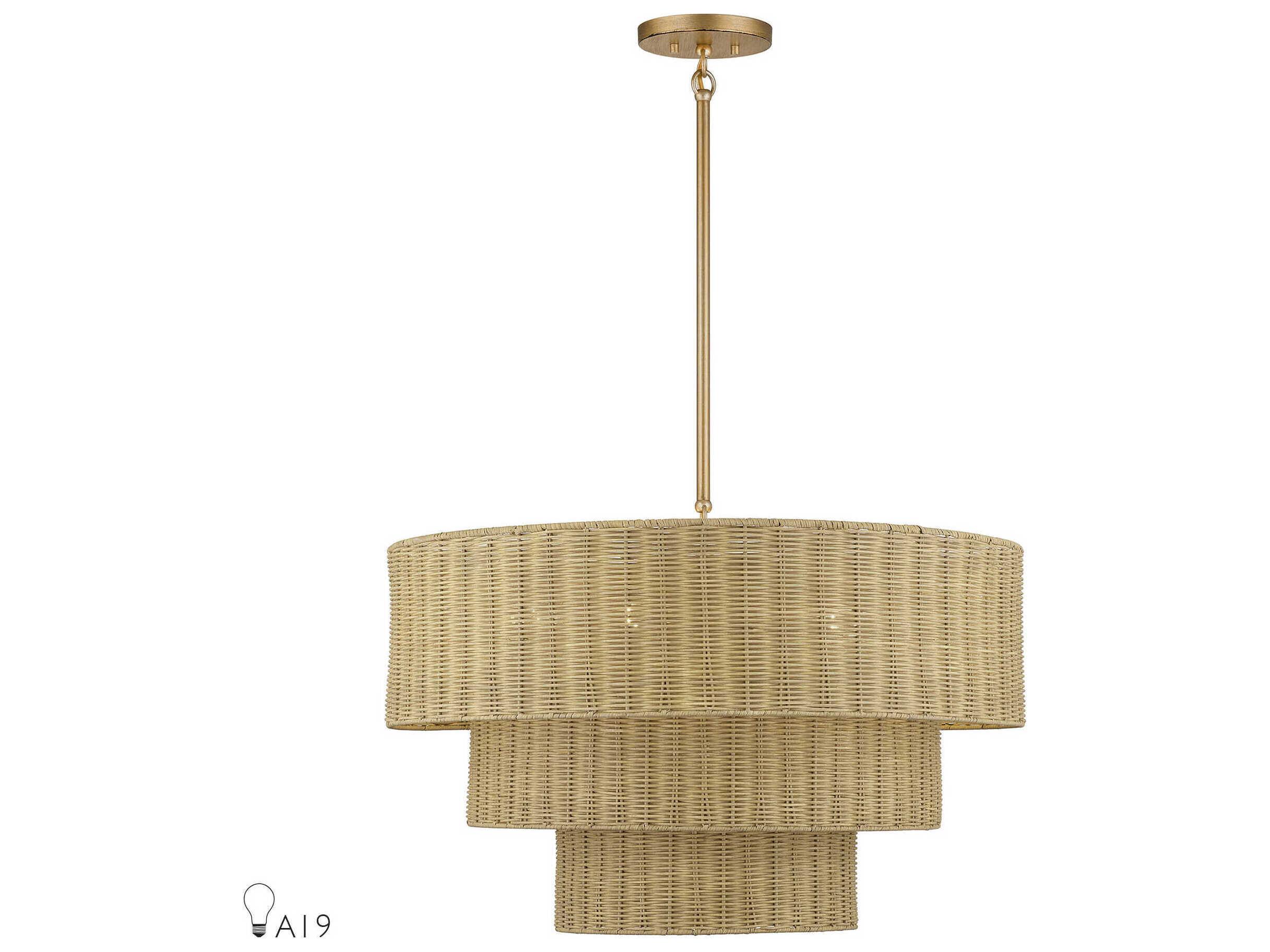 Livex Lighting Weavington 6-Light Antique Gold Leaf Bowl Pendant