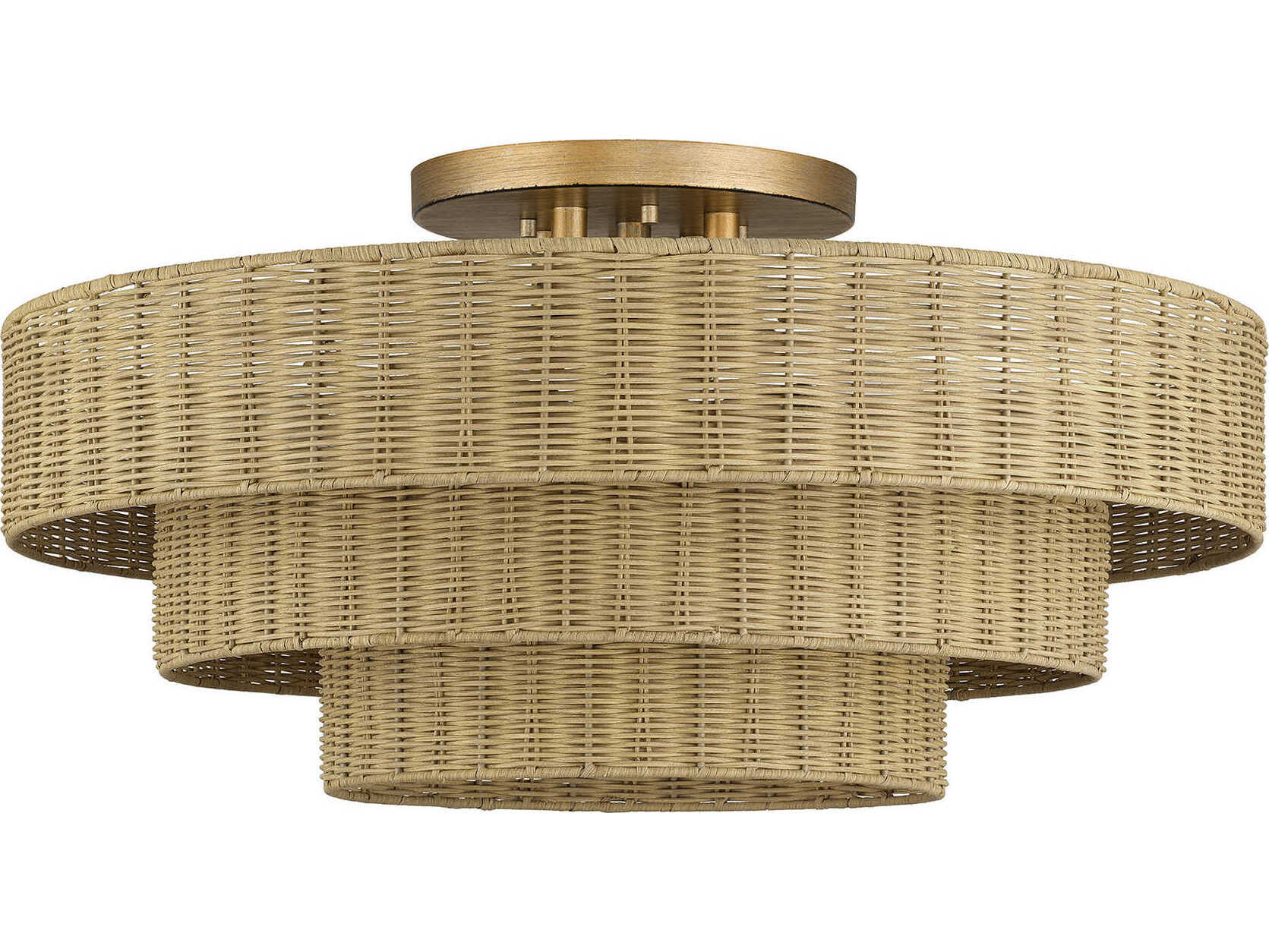 Livex Lighting Weavington 5-Light Antique Gold Leaf Drum Semi Flush Mount