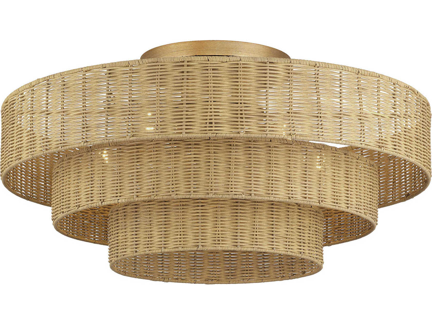 Livex Lighting Weavington 5-Light Antique Gold Leaf Drum Semi Flush Mount