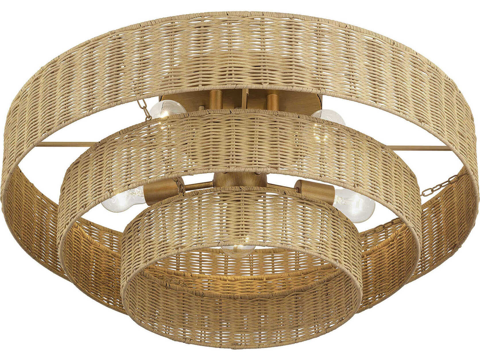 Livex Lighting Weavington 5-Light Antique Gold Leaf Drum Semi Flush Mount