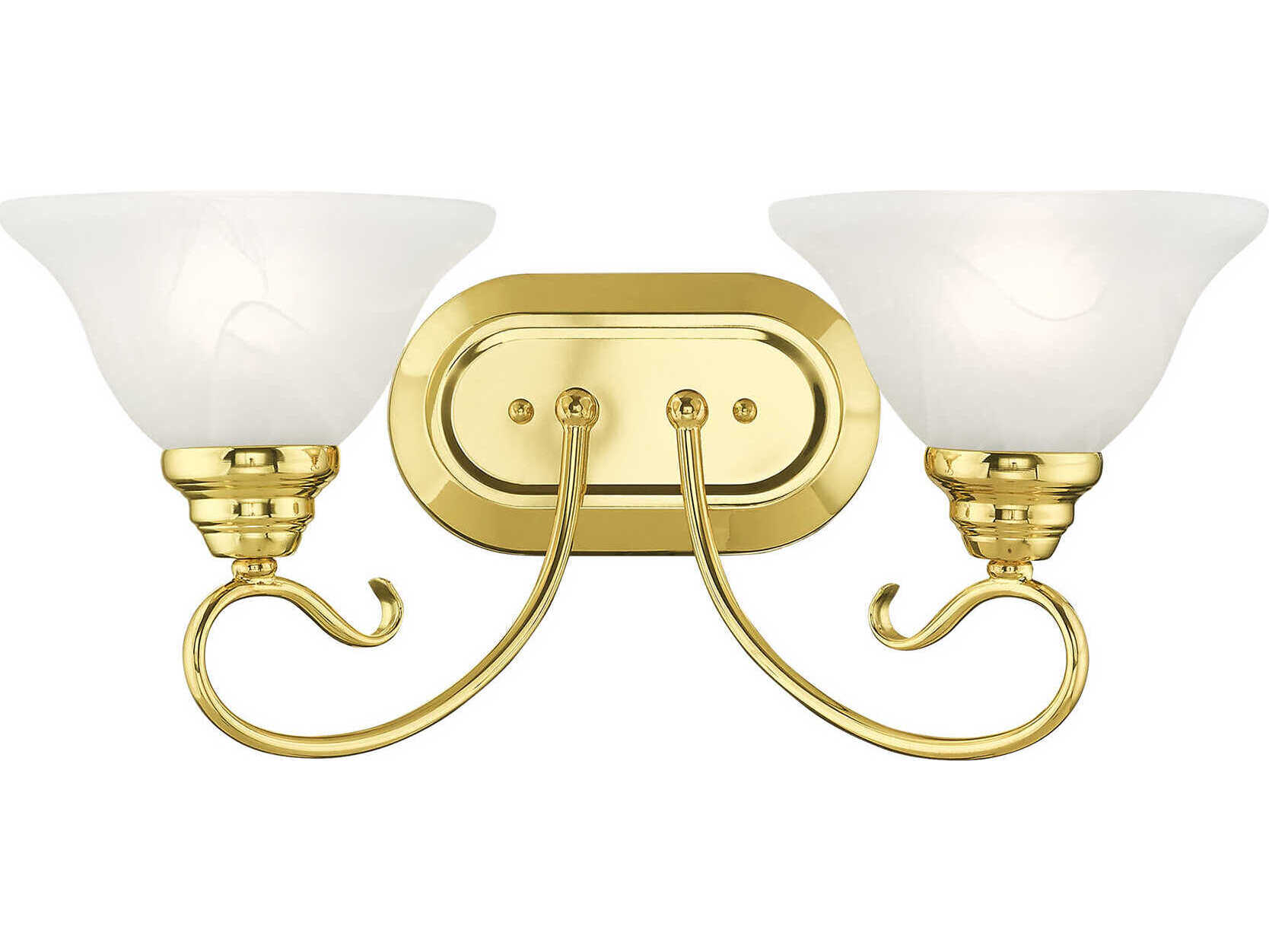 Livex Lighting Coronado 2-Light Polished Brass White Glass Vanity Light