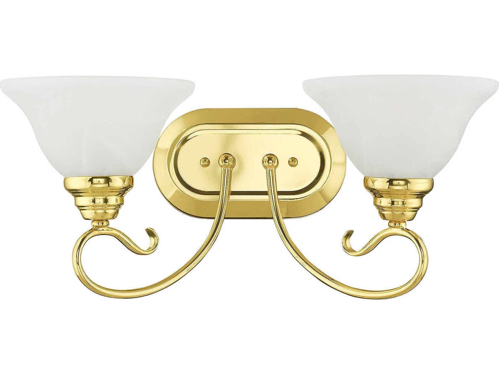 Livex Lighting Coronado 2-Light Polished Brass White Glass Vanity Light