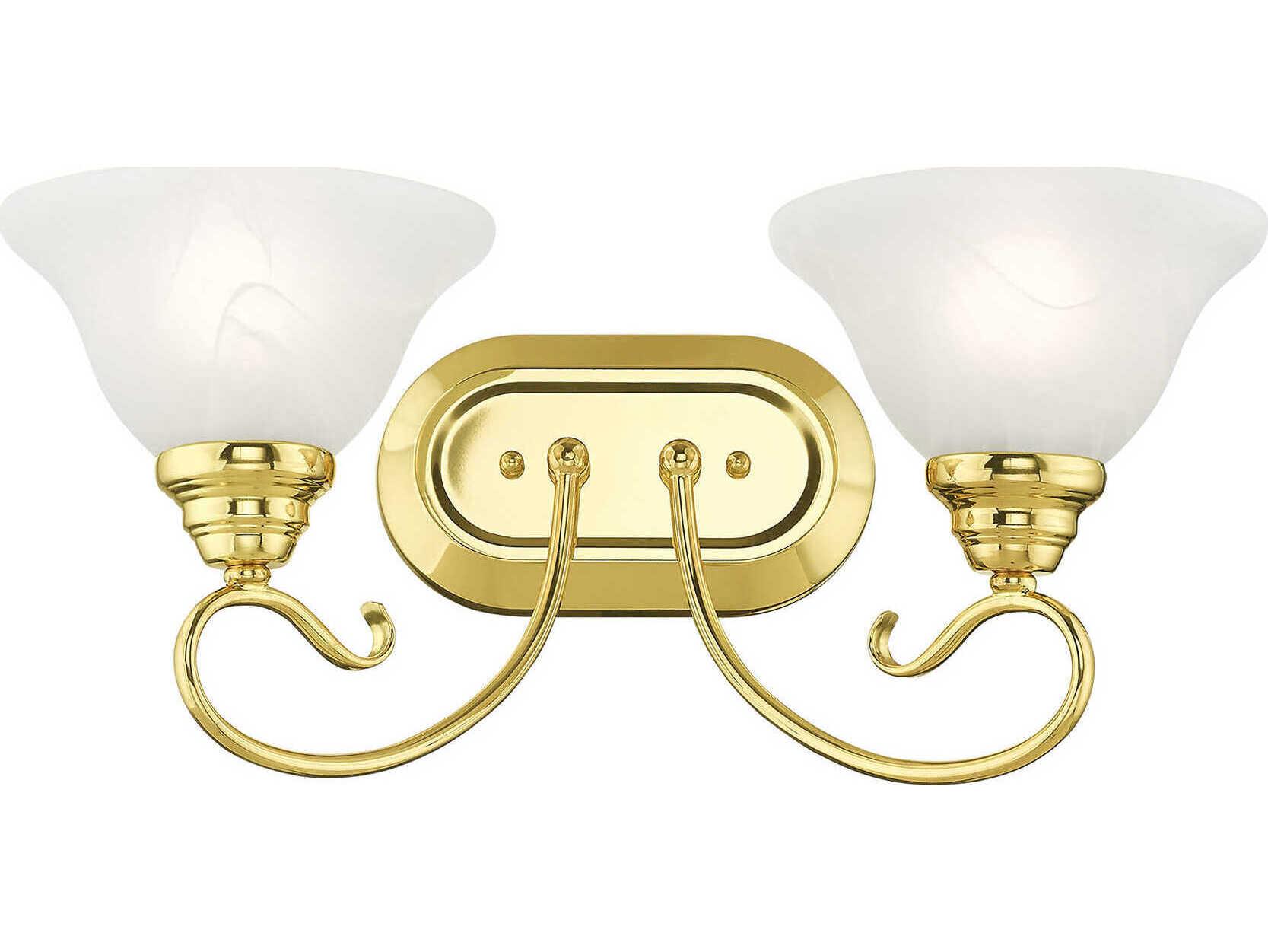 Livex Lighting Coronado 2-Light Polished Brass White Glass Vanity Light