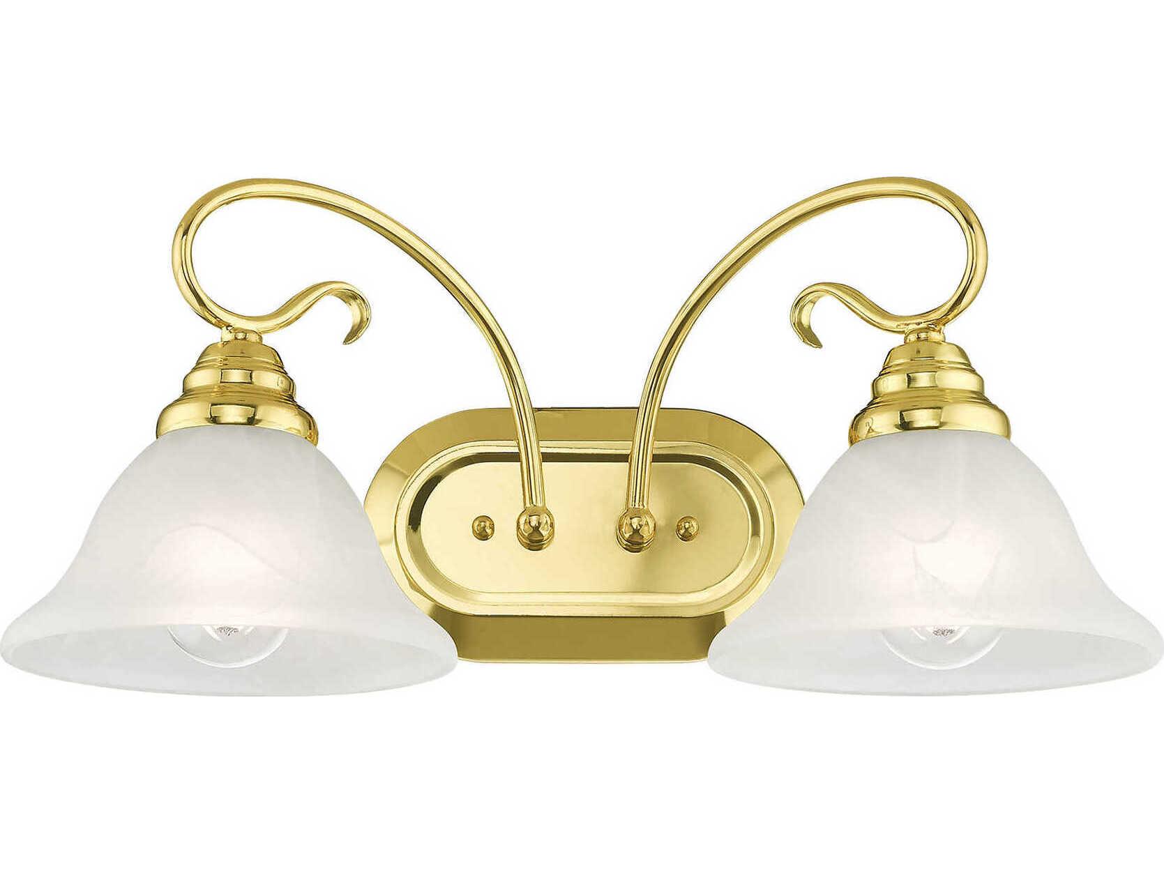 Livex Lighting Coronado 2-Light Polished Brass White Glass Vanity Light