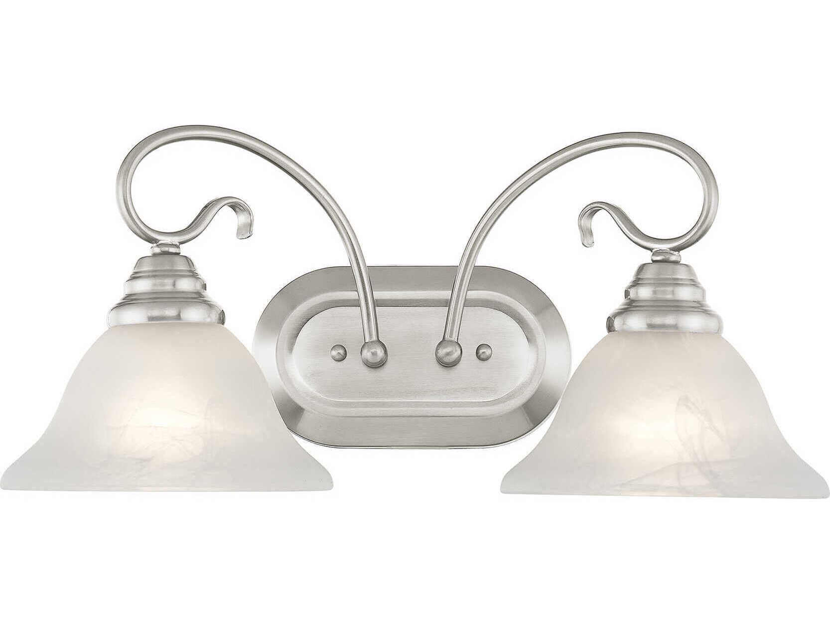 Livex Lighting Coronado 2-Light Brushed Nickel White Glass Vanity Light