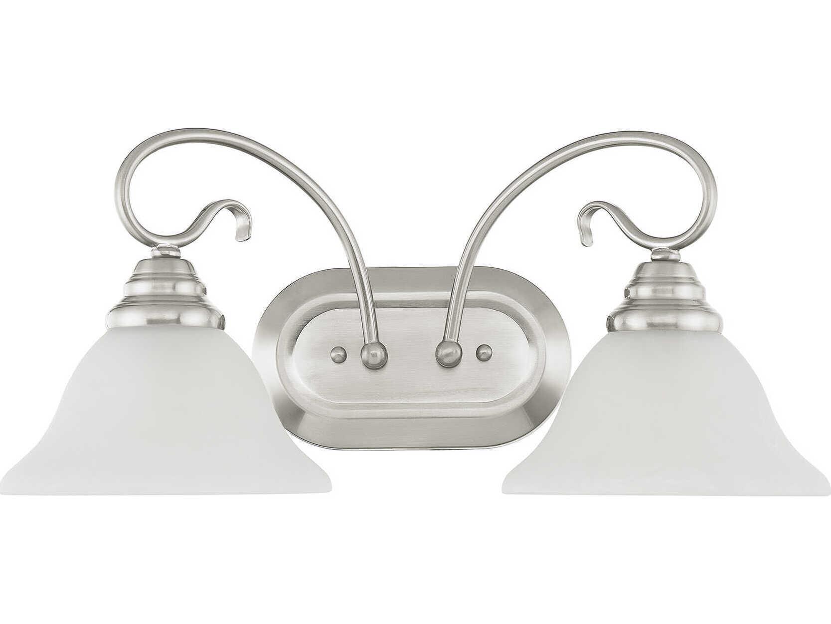 Livex Lighting Coronado 2-Light Brushed Nickel White Glass Vanity Light