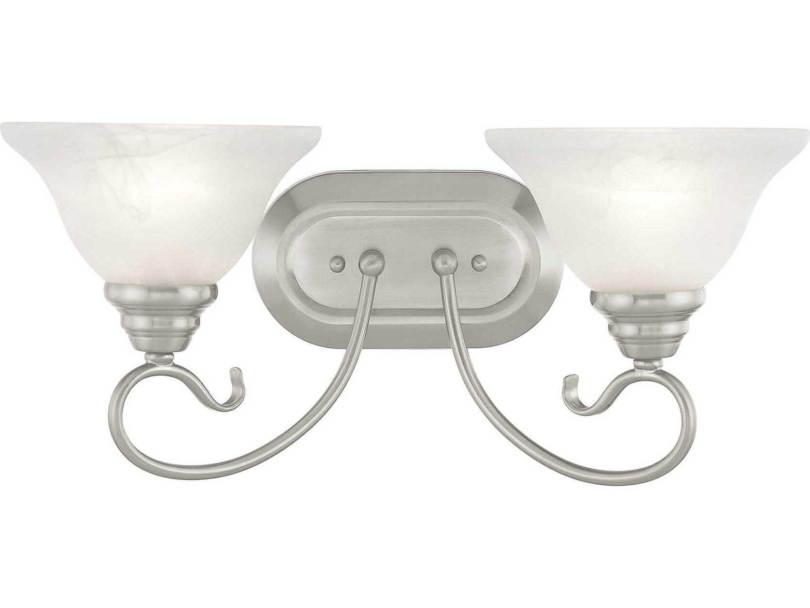 Livex Lighting Coronado 2-Light Brushed Nickel White Glass Vanity Light