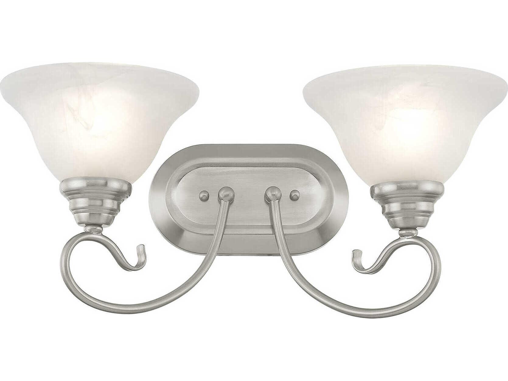 Livex Lighting Coronado 2-Light Brushed Nickel White Glass Vanity Light