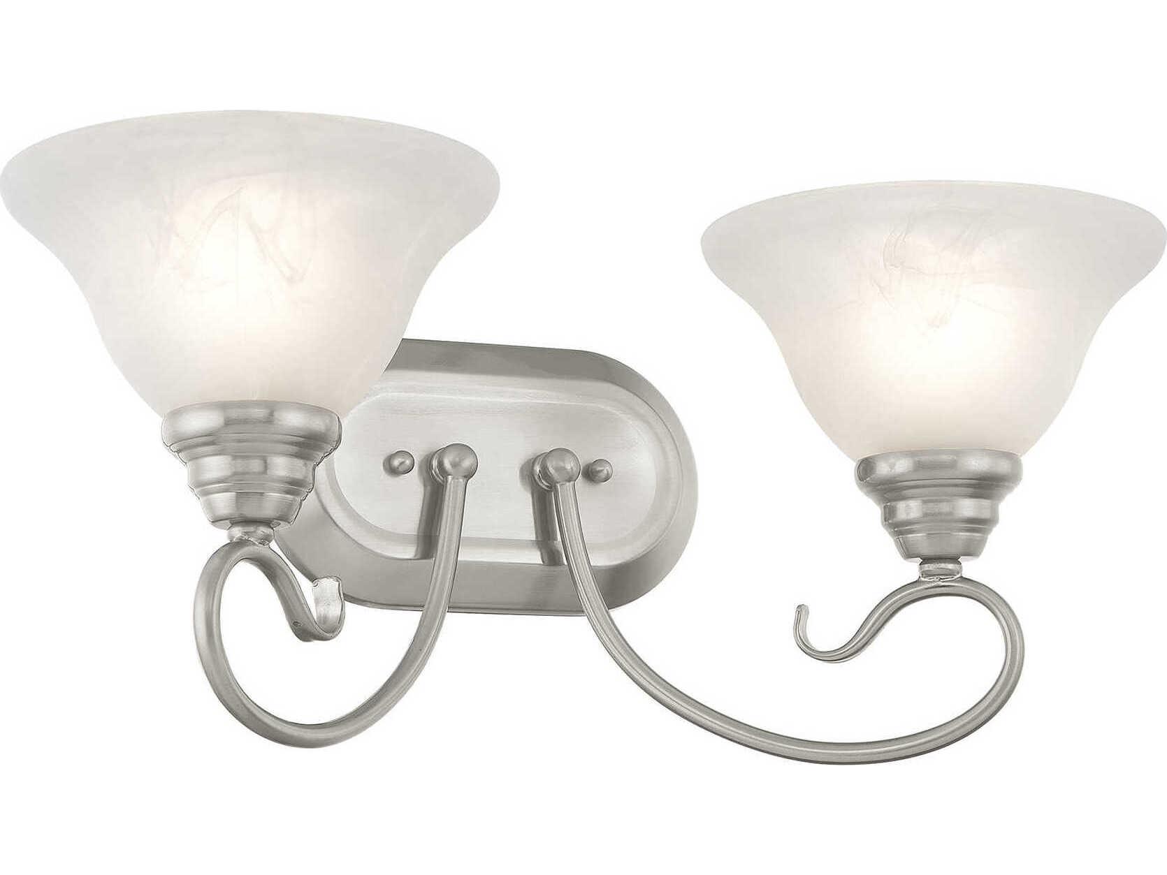 Livex Lighting Coronado 2-Light Brushed Nickel White Glass Vanity Light