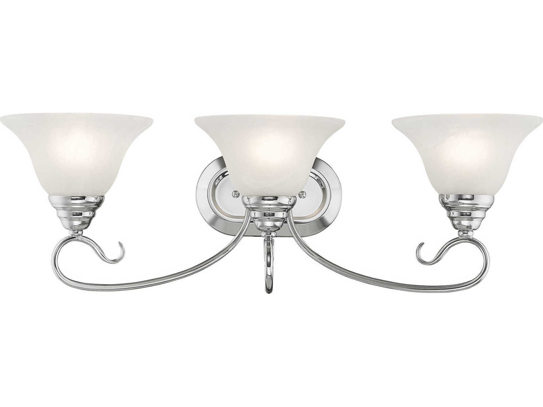 Livex Lighting Coronado 3-Light Polished Chrome White Glass Vanity Light