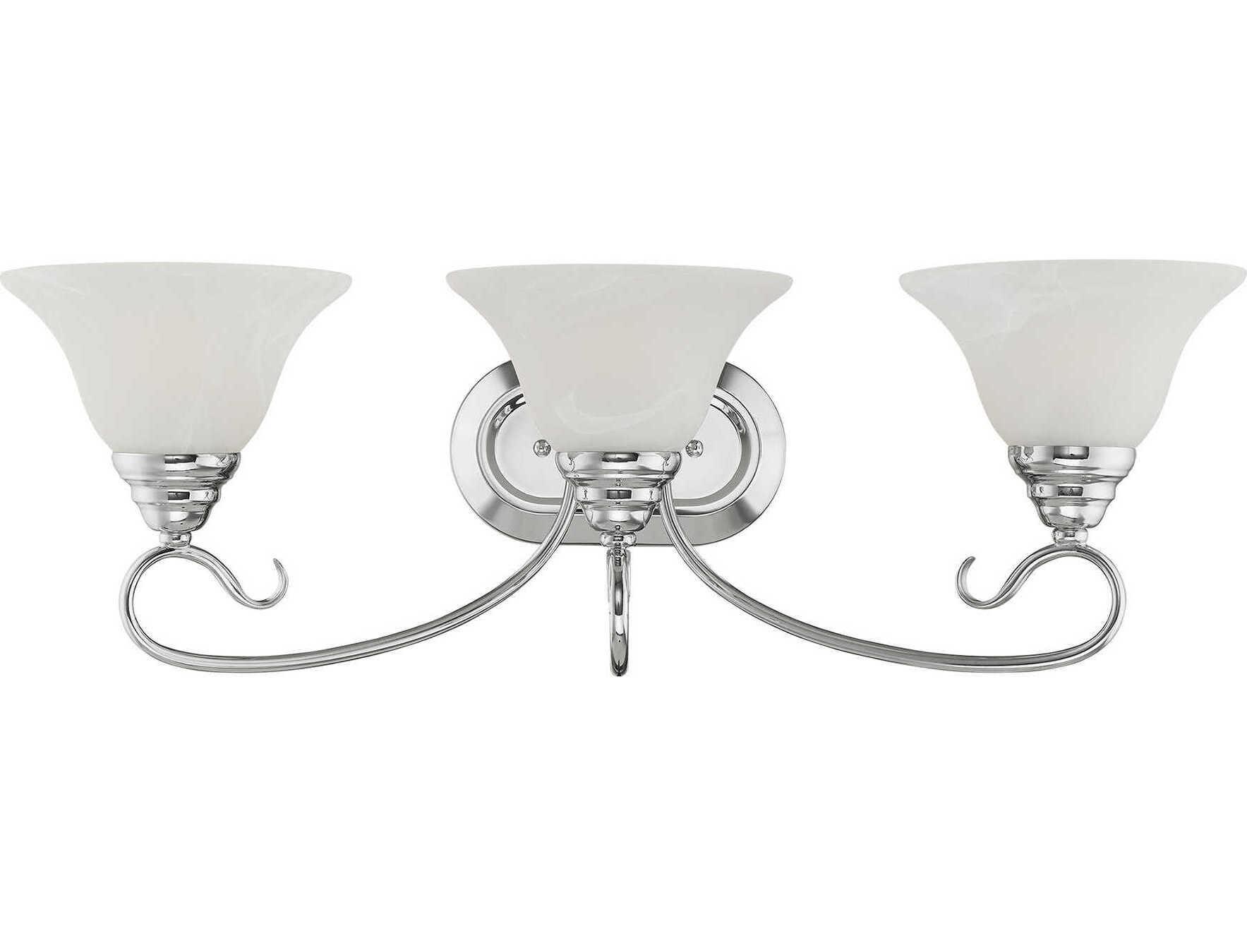Livex Lighting Coronado 3-Light Polished Chrome White Glass Vanity Light