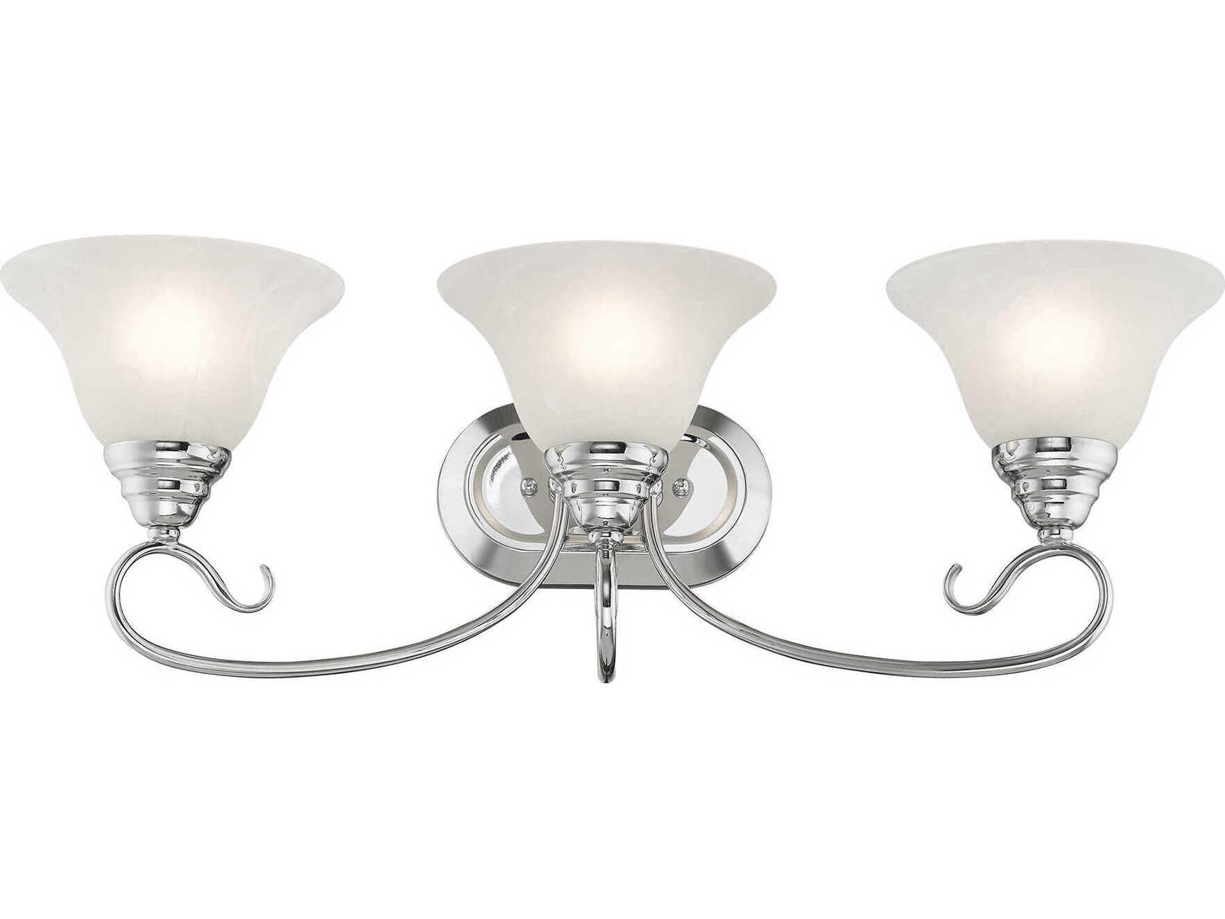 Livex Lighting Coronado 3-Light Polished Chrome White Glass Vanity Light