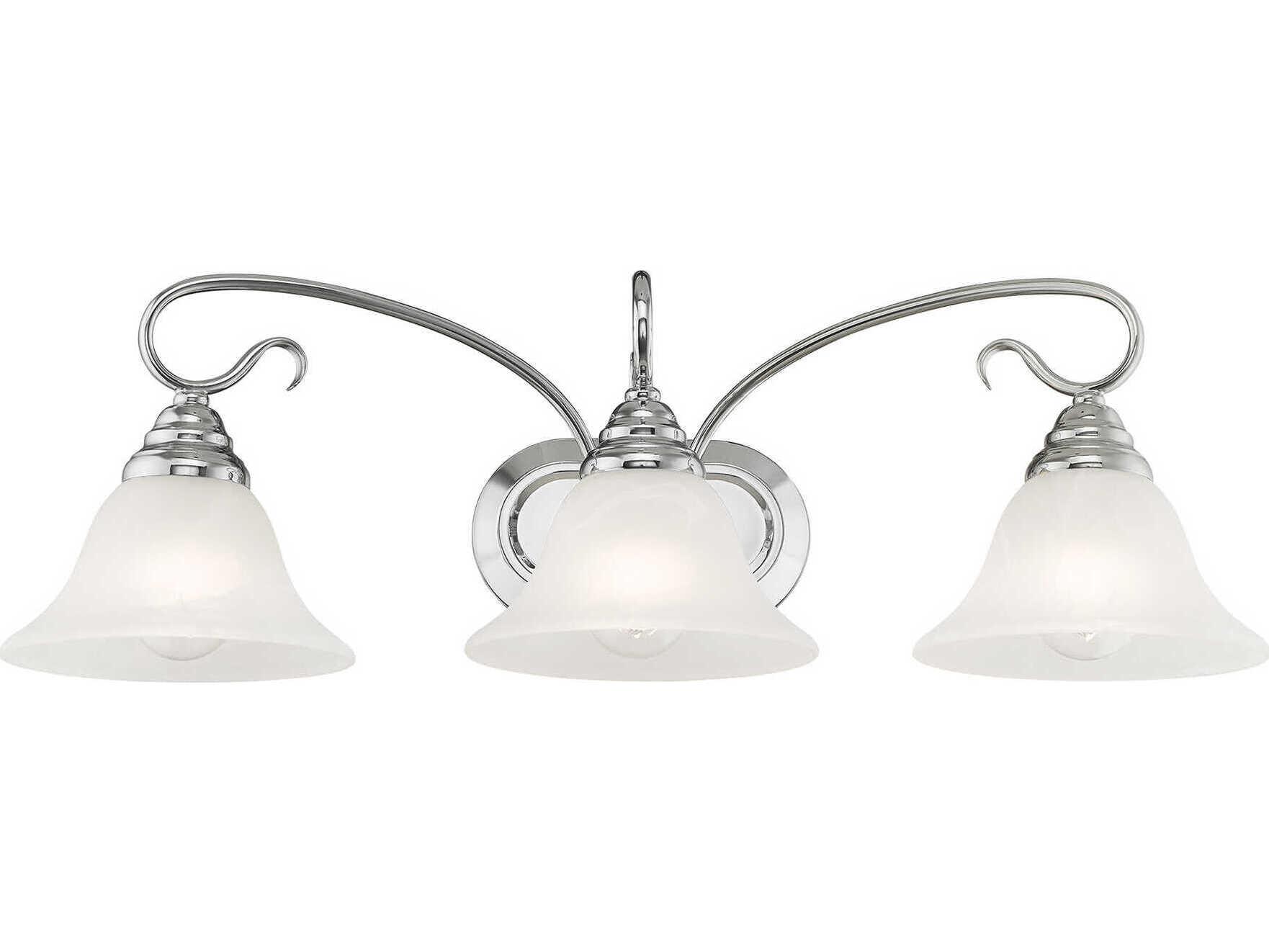 Livex Lighting Coronado 3-Light Polished Chrome White Glass Vanity Light
