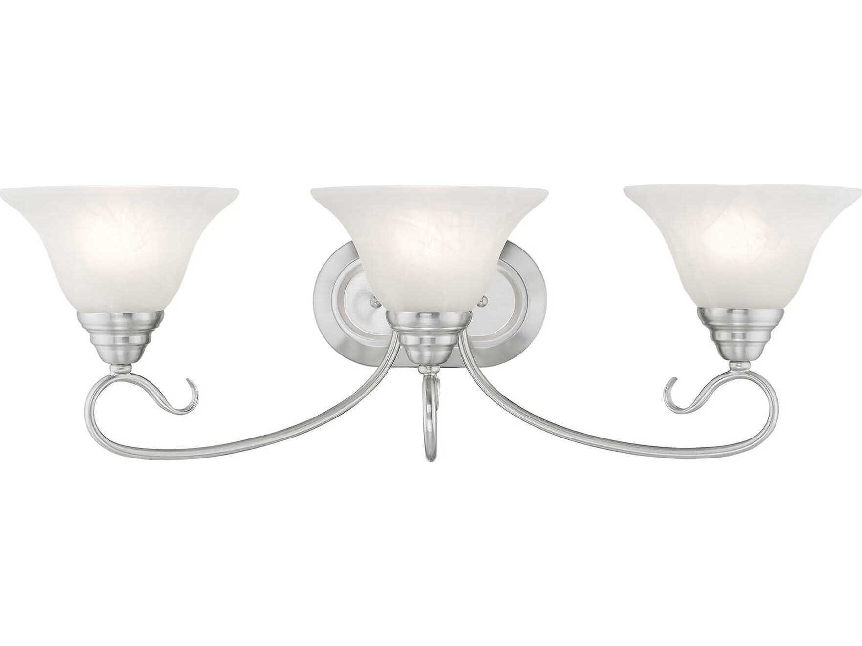 Livex Lighting Coronado 3-Light Brushed Nickel White Glass Vanity Light